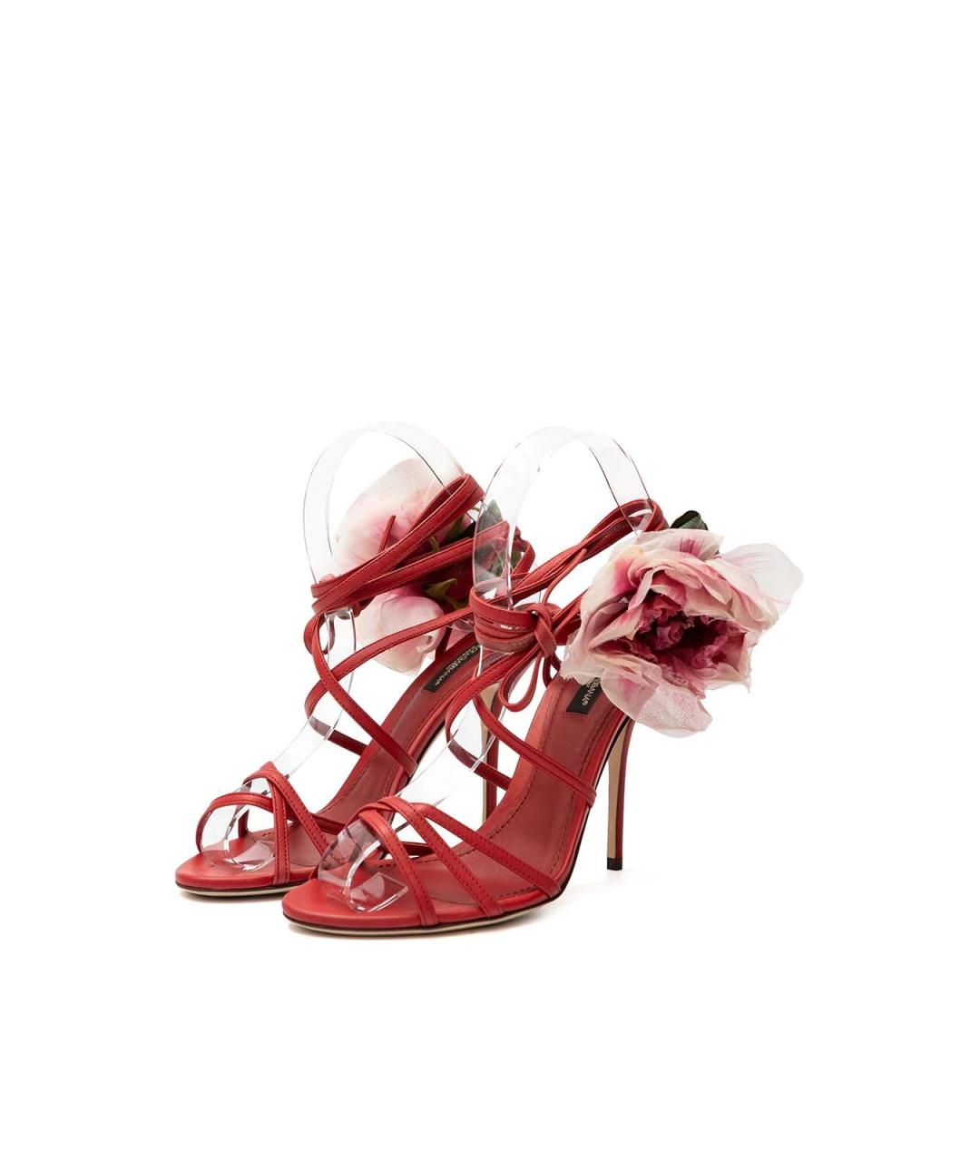 DOLCE&GABBANA Красные кожаные босоножки, фото 5