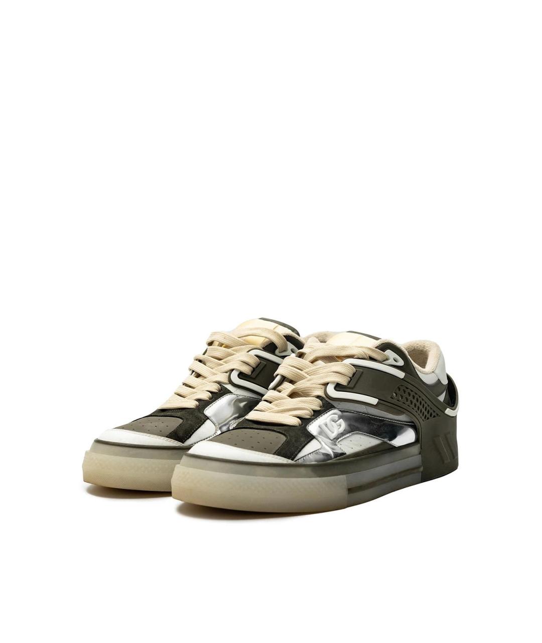 DOLCE&GABBANA Зеленые кожаные низкие кроссовки / кеды, фото 5