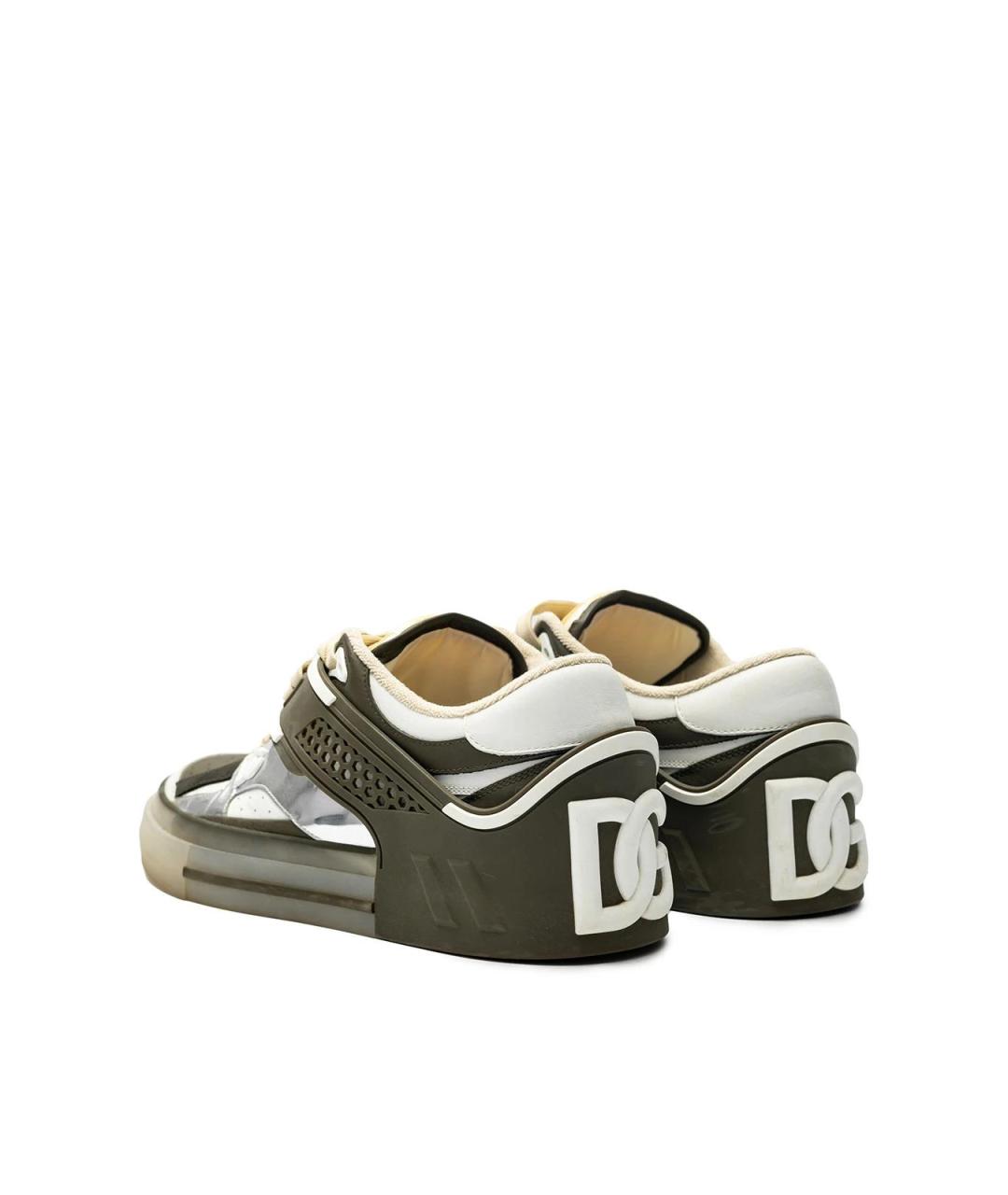 DOLCE&GABBANA Зеленые кожаные низкие кроссовки / кеды, фото 3