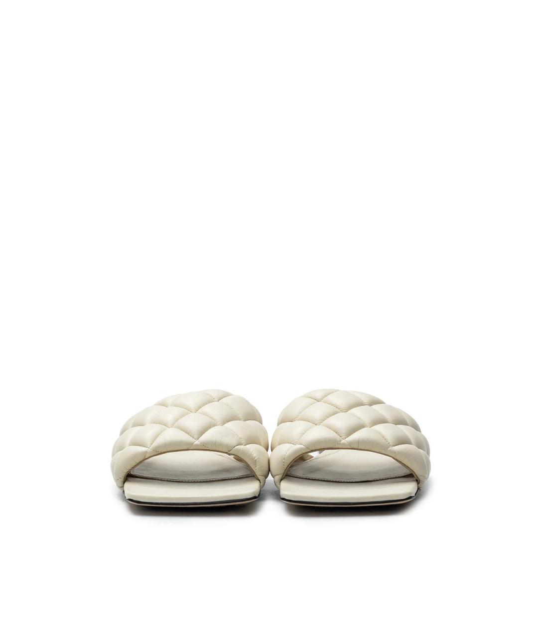 BOTTEGA VENETA Бежевые кожаные шлепанцы, фото 4