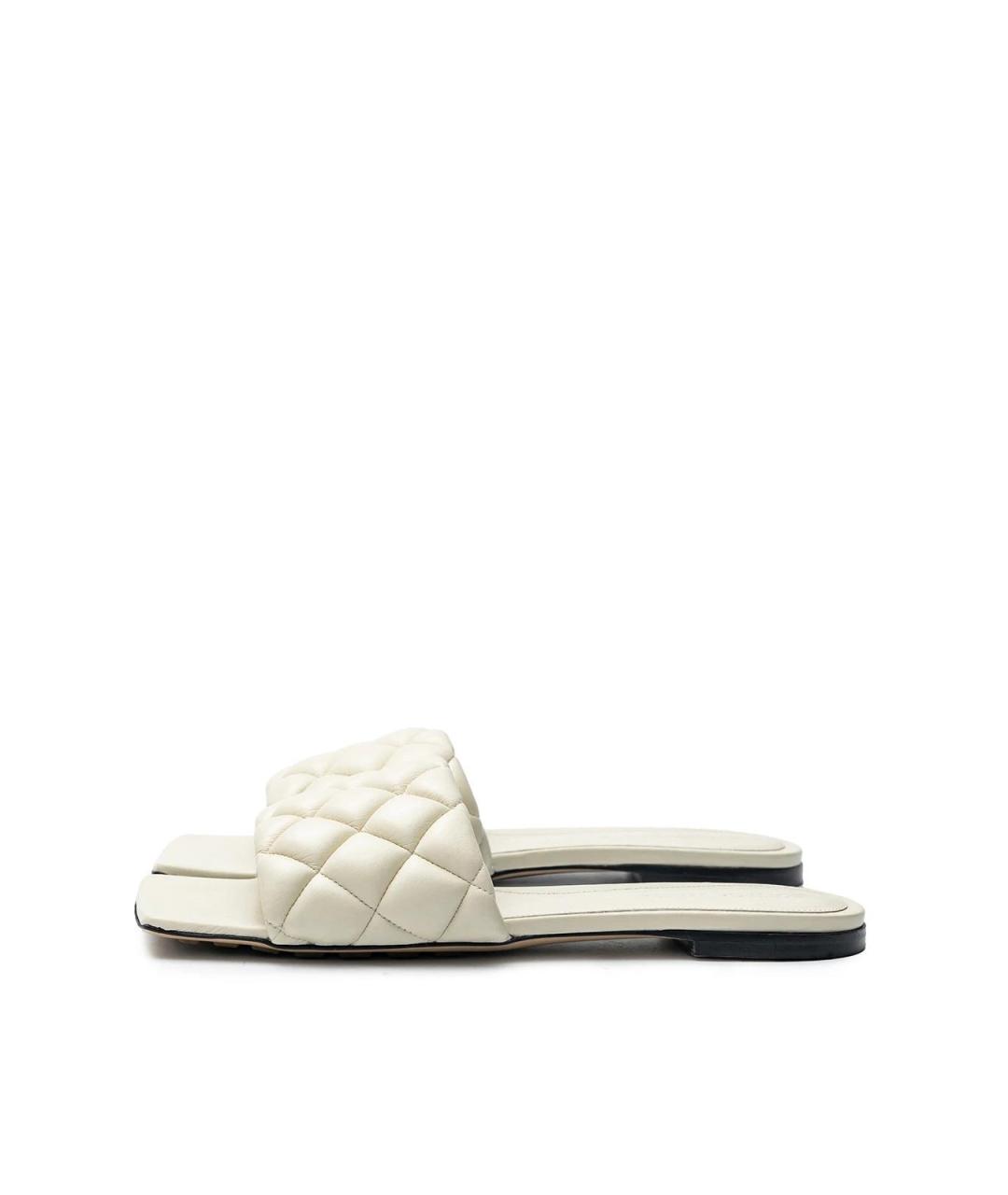 BOTTEGA VENETA Бежевые кожаные шлепанцы, фото 2