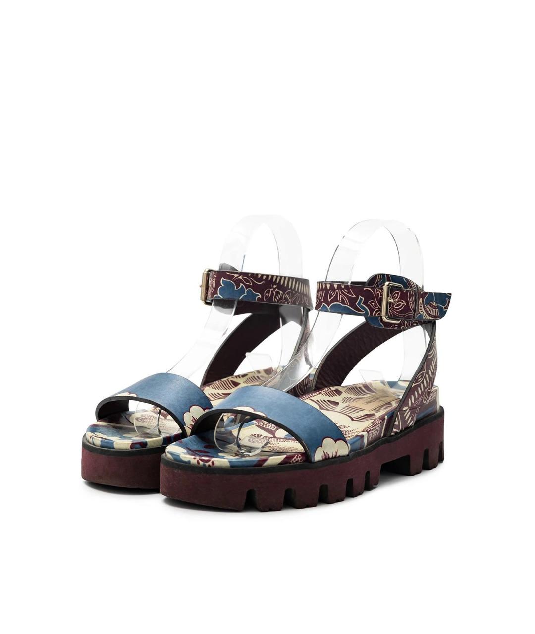 VALENTINO Синие кожаные сандалии, фото 5