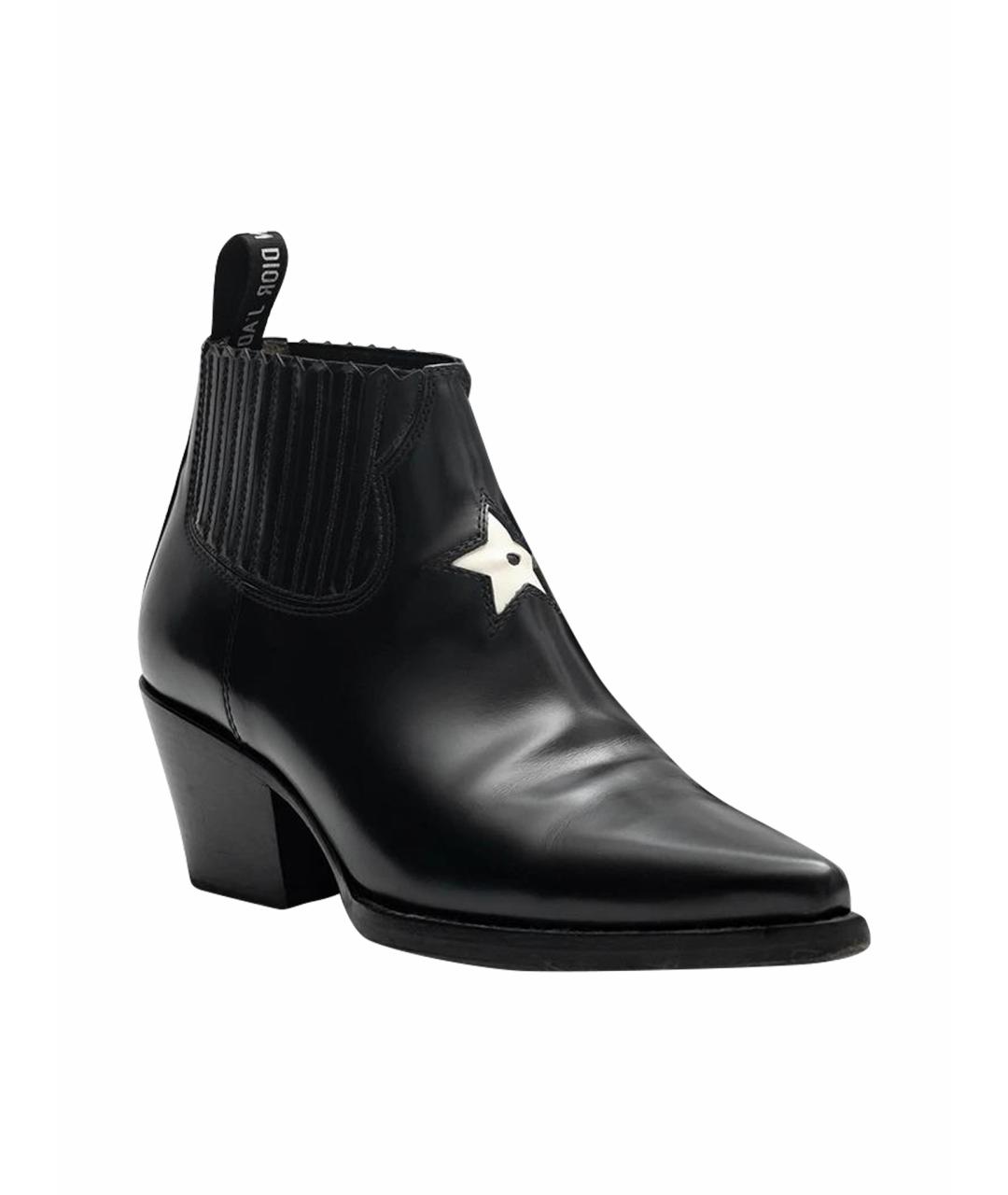 CHRISTIAN DIOR Черные кожаные ботильоны, фото 1