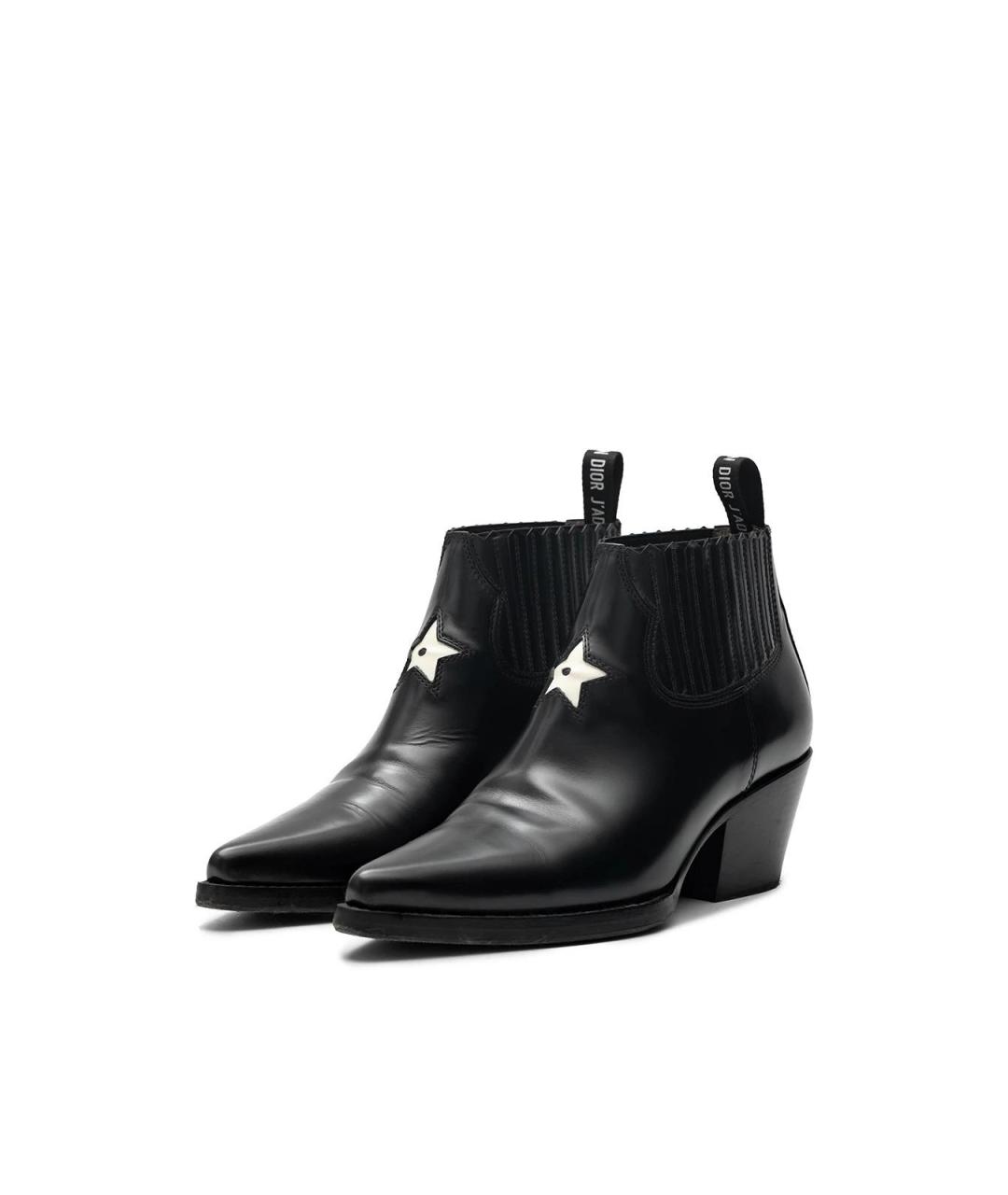 CHRISTIAN DIOR Черные кожаные ботильоны, фото 5