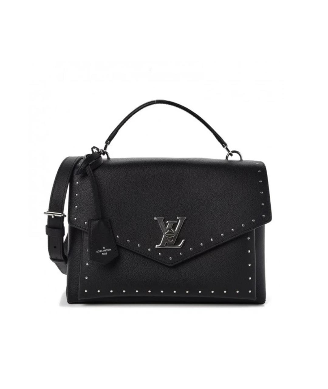 LOUIS VUITTON Черная кожаная сумка с короткими ручками, фото 1