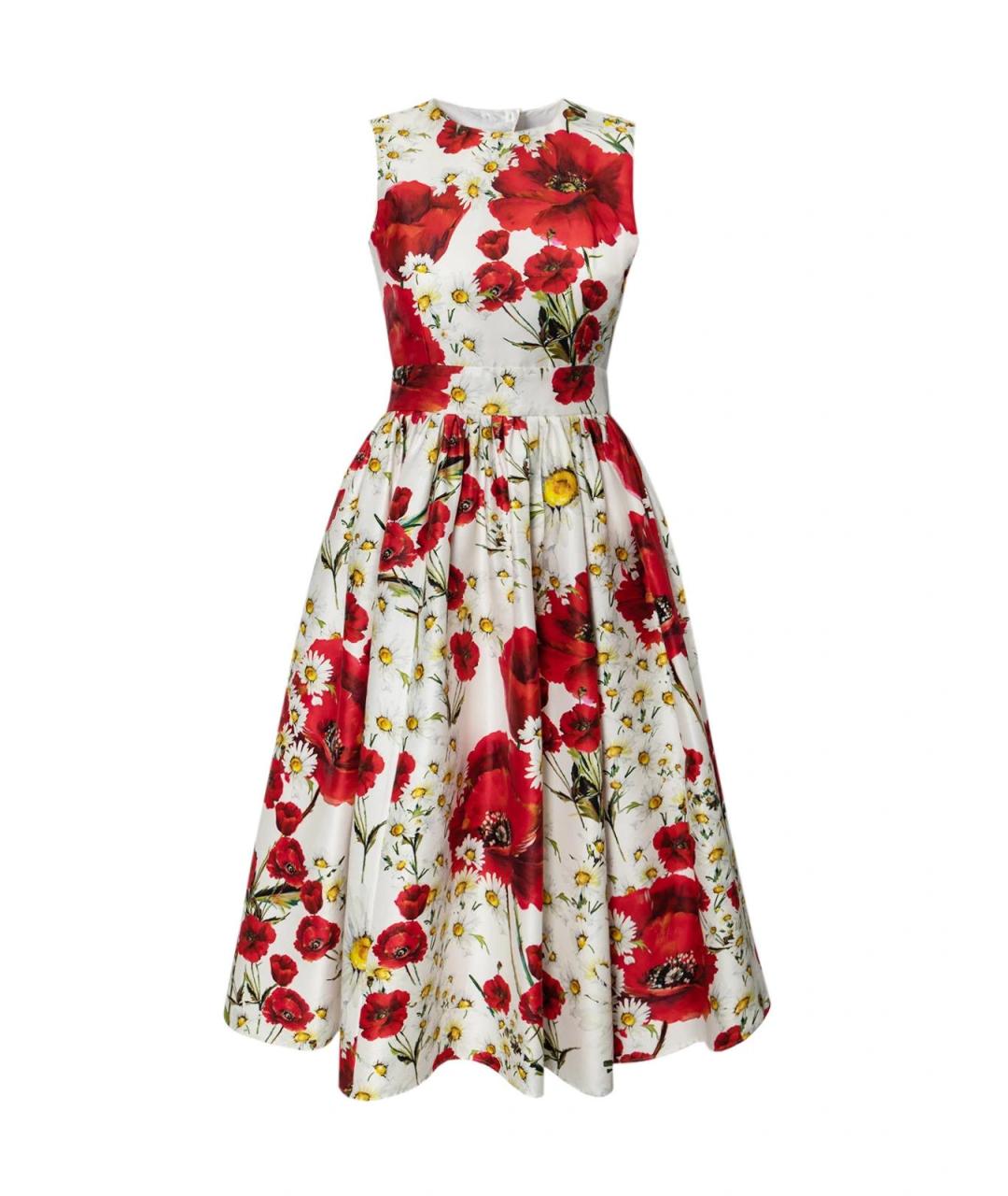 DOLCE&GABBANA Белое хлопковое повседневное платье, фото 2