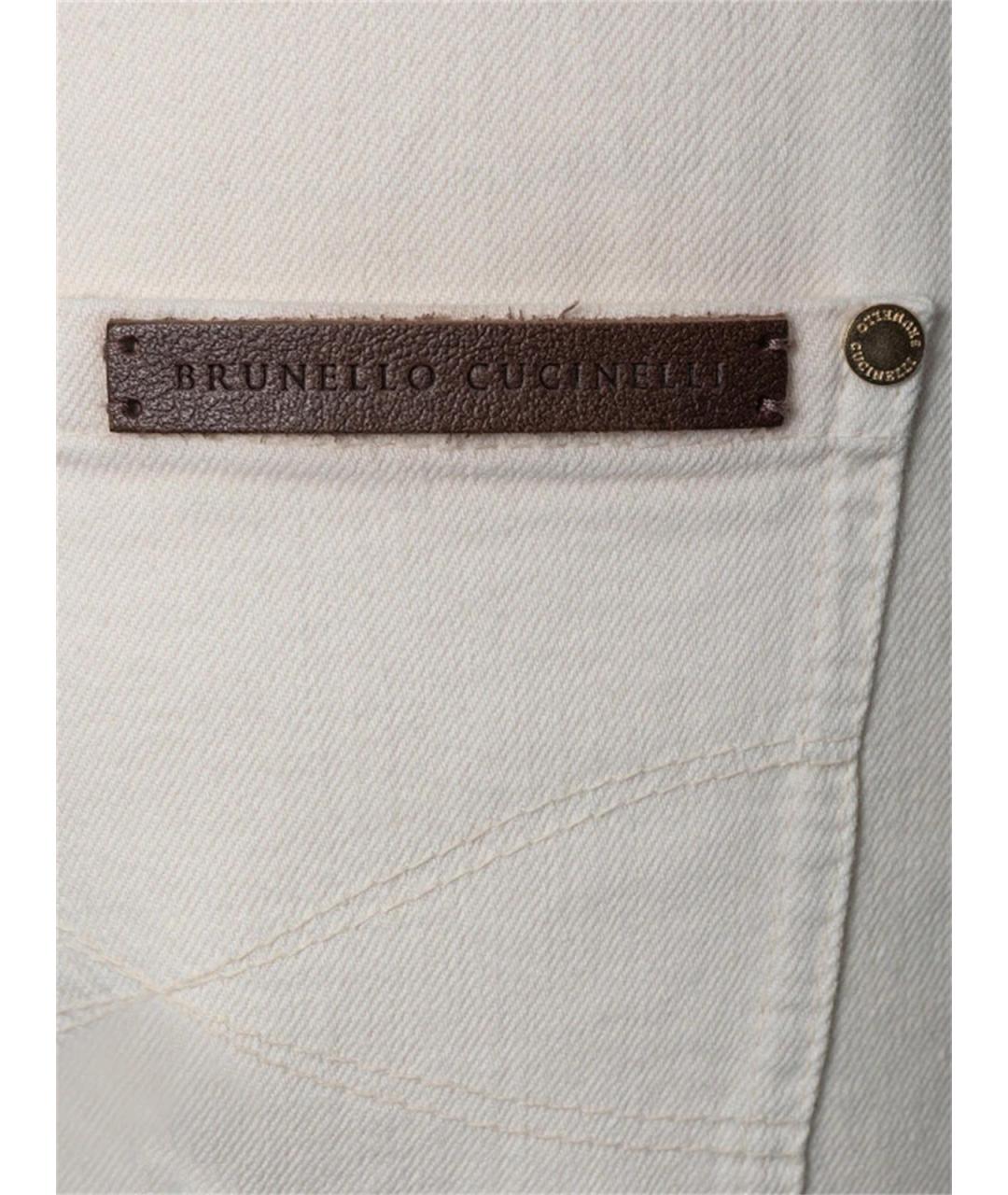 BRUNELLO CUCINELLI Белые хлопковые прямые джинсы, фото 4