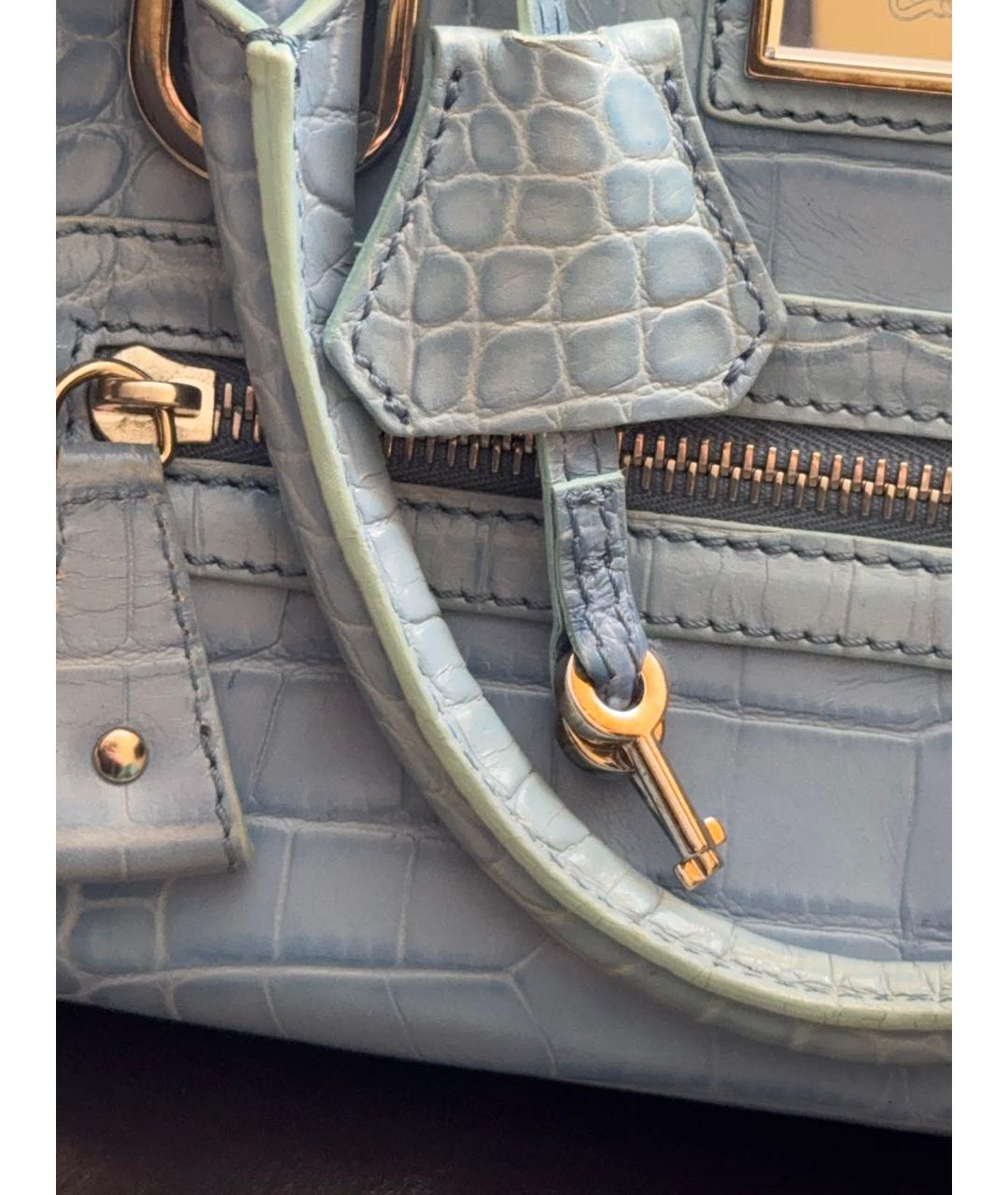 VERSACE Голубая сумка с короткими ручками из искусственной кожи, фото 4