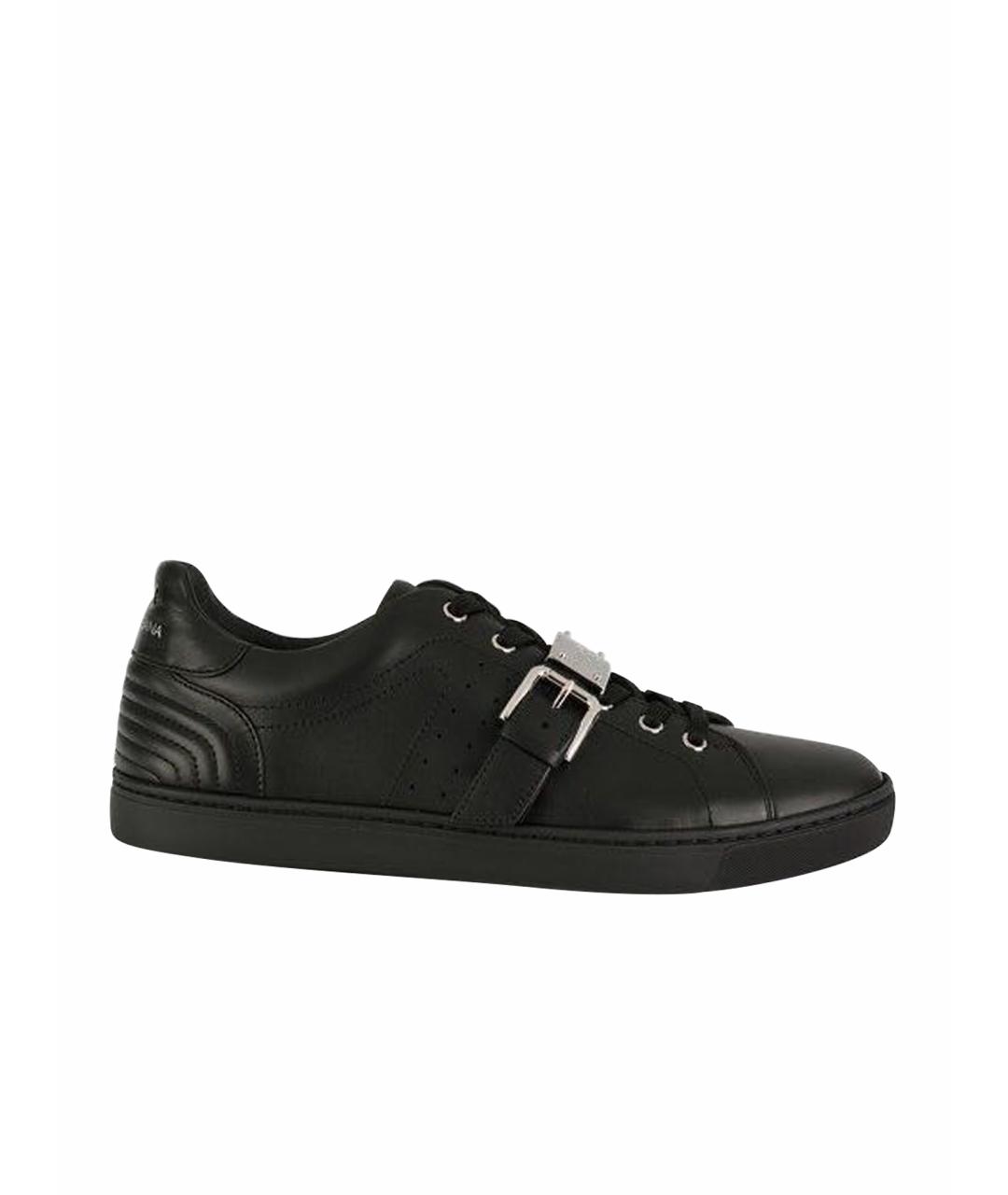 DOLCE&GABBANA Черные кожаные низкие кроссовки / кеды, фото 1