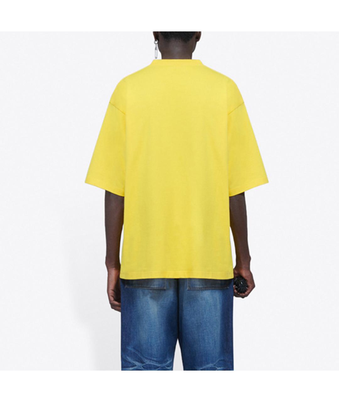 BALENCIAGA Желтая хлопковая футболка, фото 5