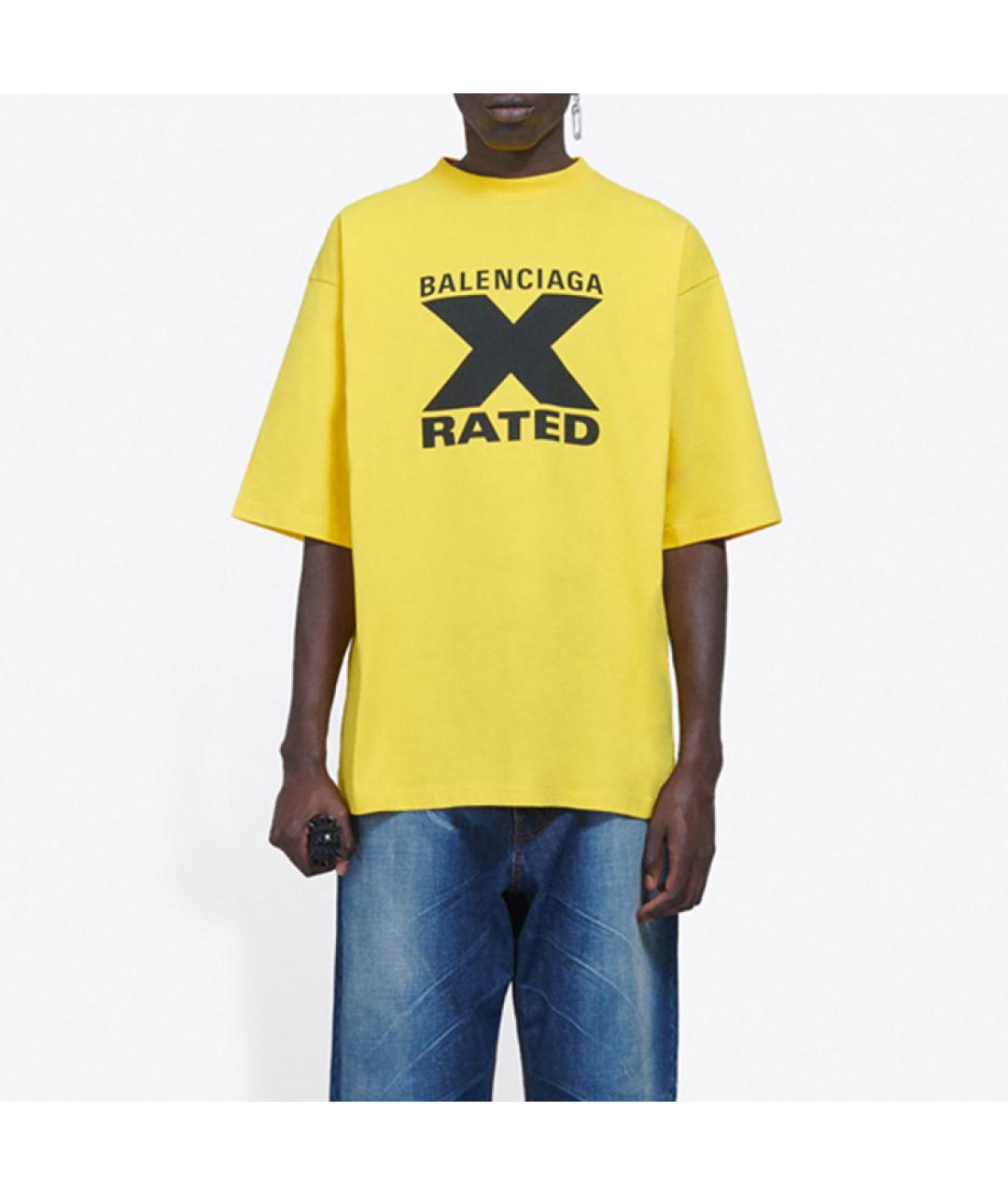 BALENCIAGA Желтая хлопковая футболка, фото 3