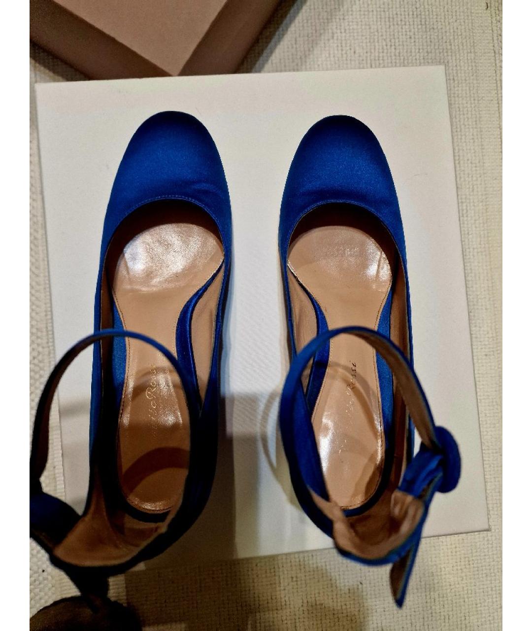 GIANVITO ROSSI Синие текстильные туфли, фото 3