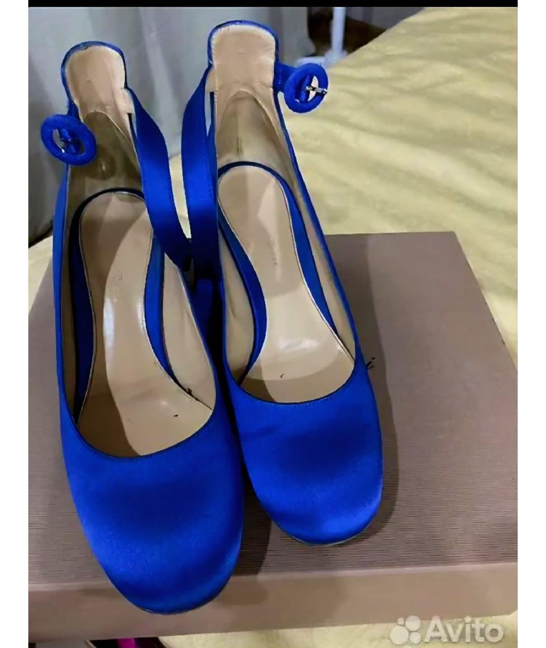 GIANVITO ROSSI Синие текстильные туфли, фото 6