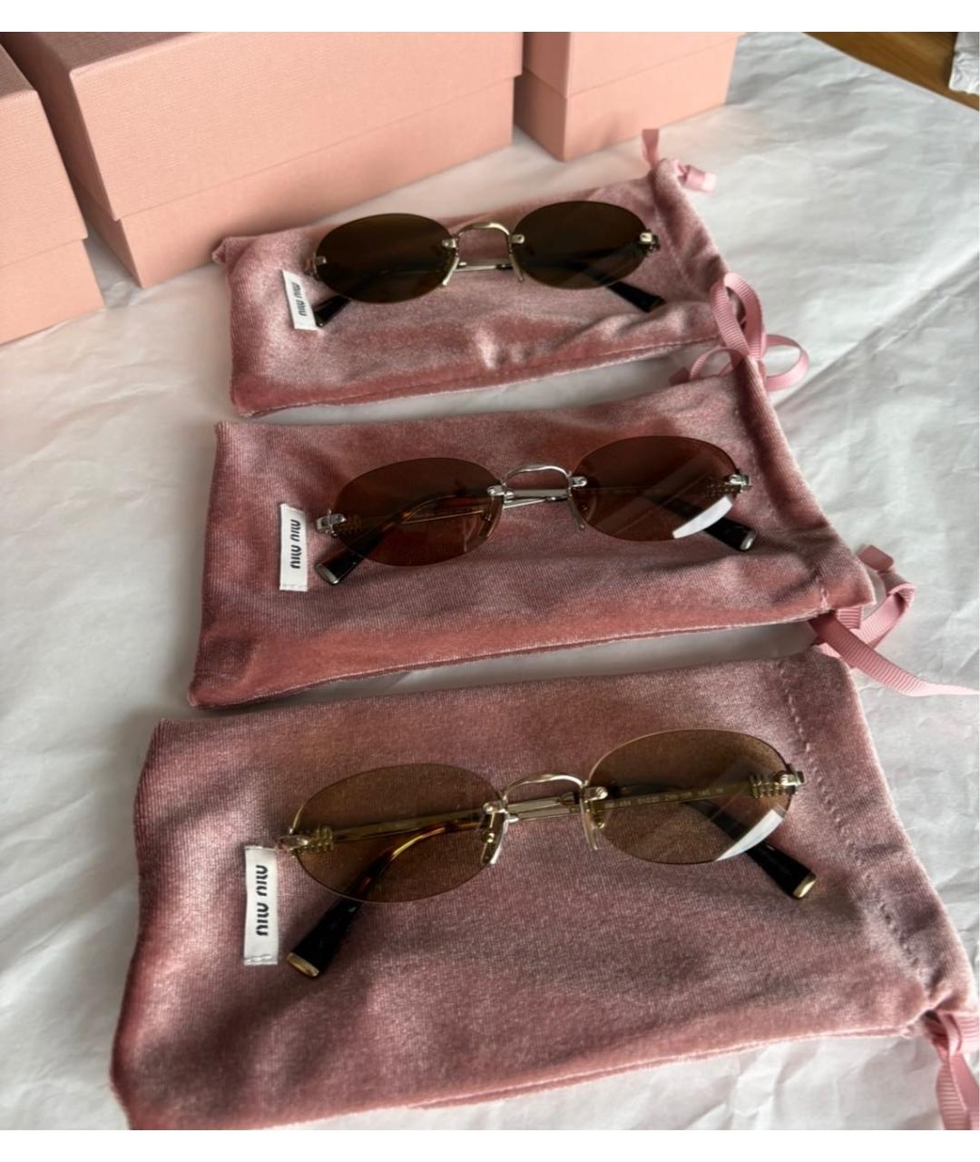 MIU MIU Коричневые металлические солнцезащитные очки, фото 8