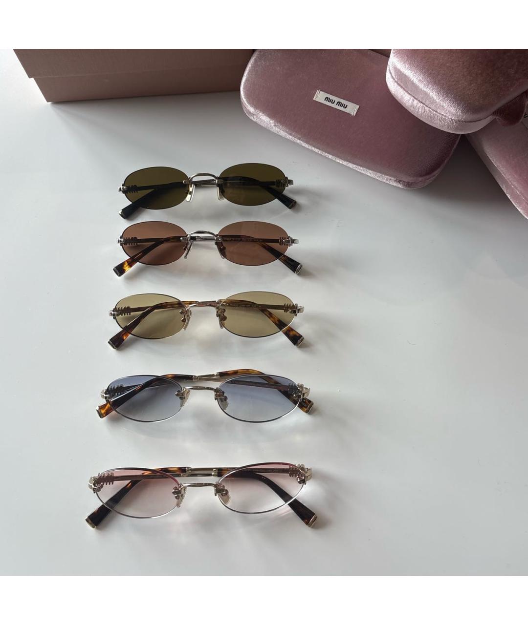 MIU MIU Коричневые металлические солнцезащитные очки, фото 8