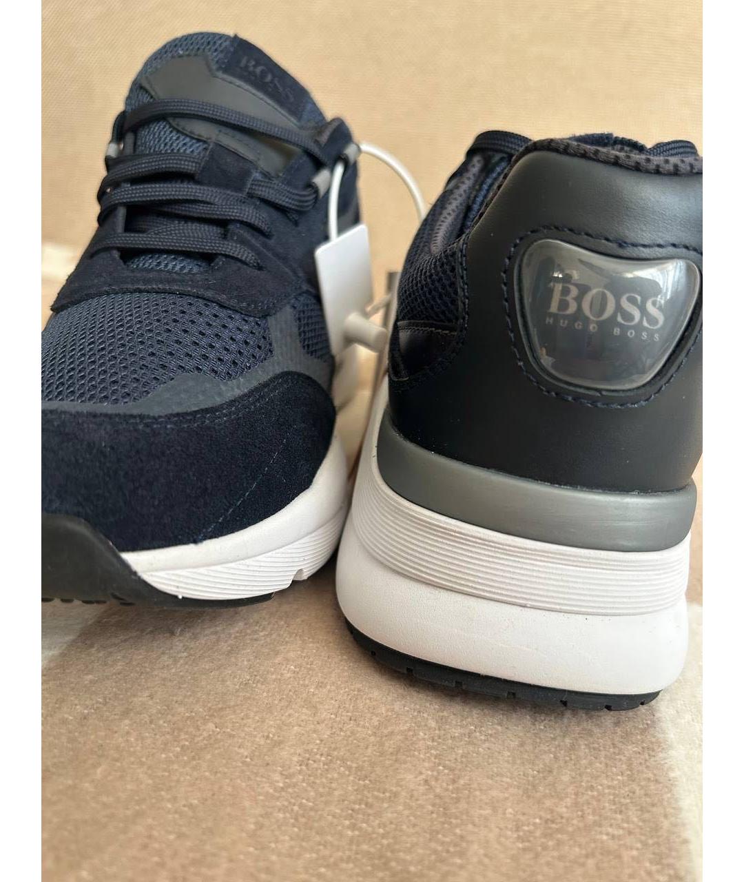 HUGO BOSS Темно-синие текстильные низкие кроссовки / кеды, фото 4