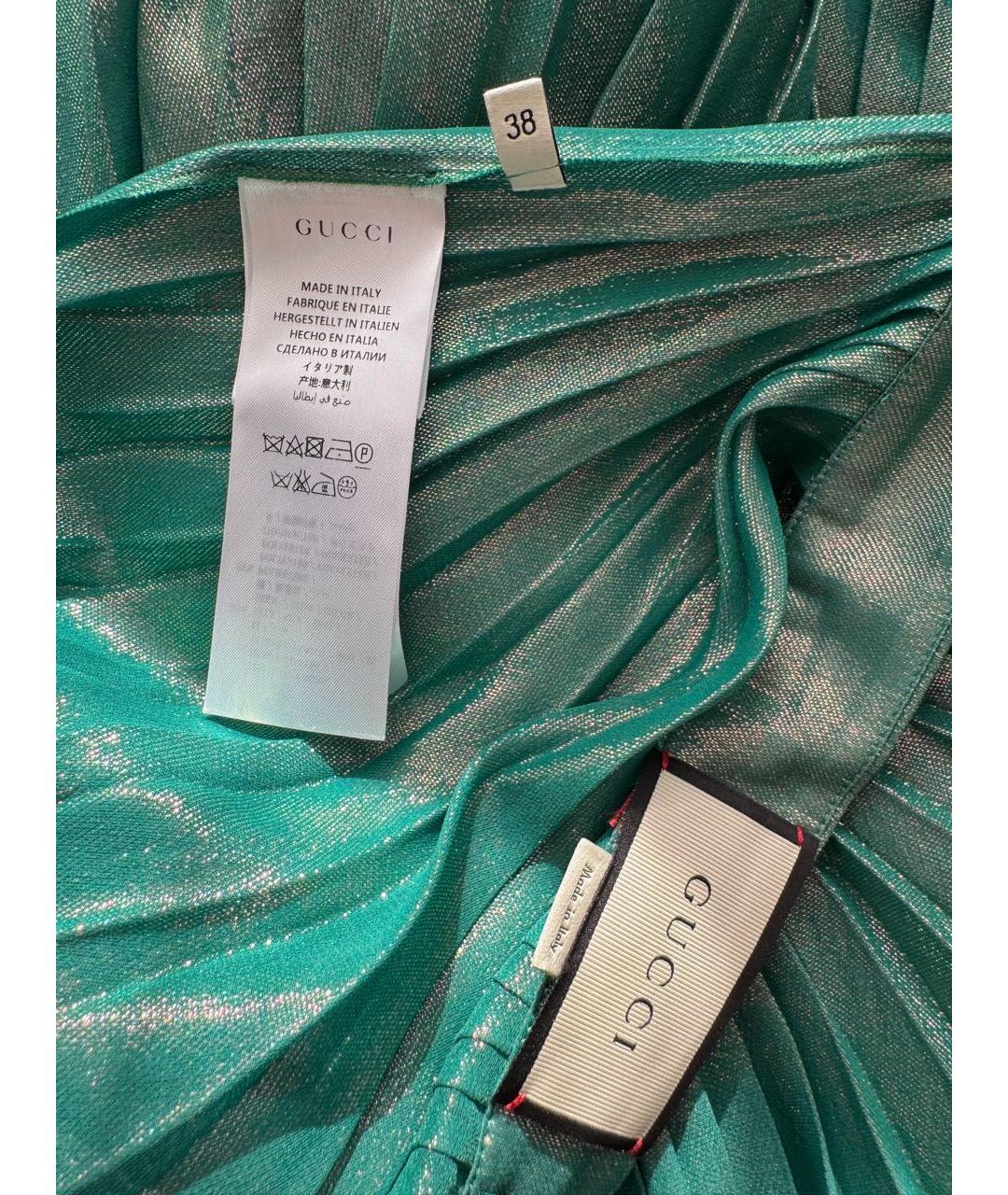 GUCCI Зеленая шелковая юбка миди, фото 4