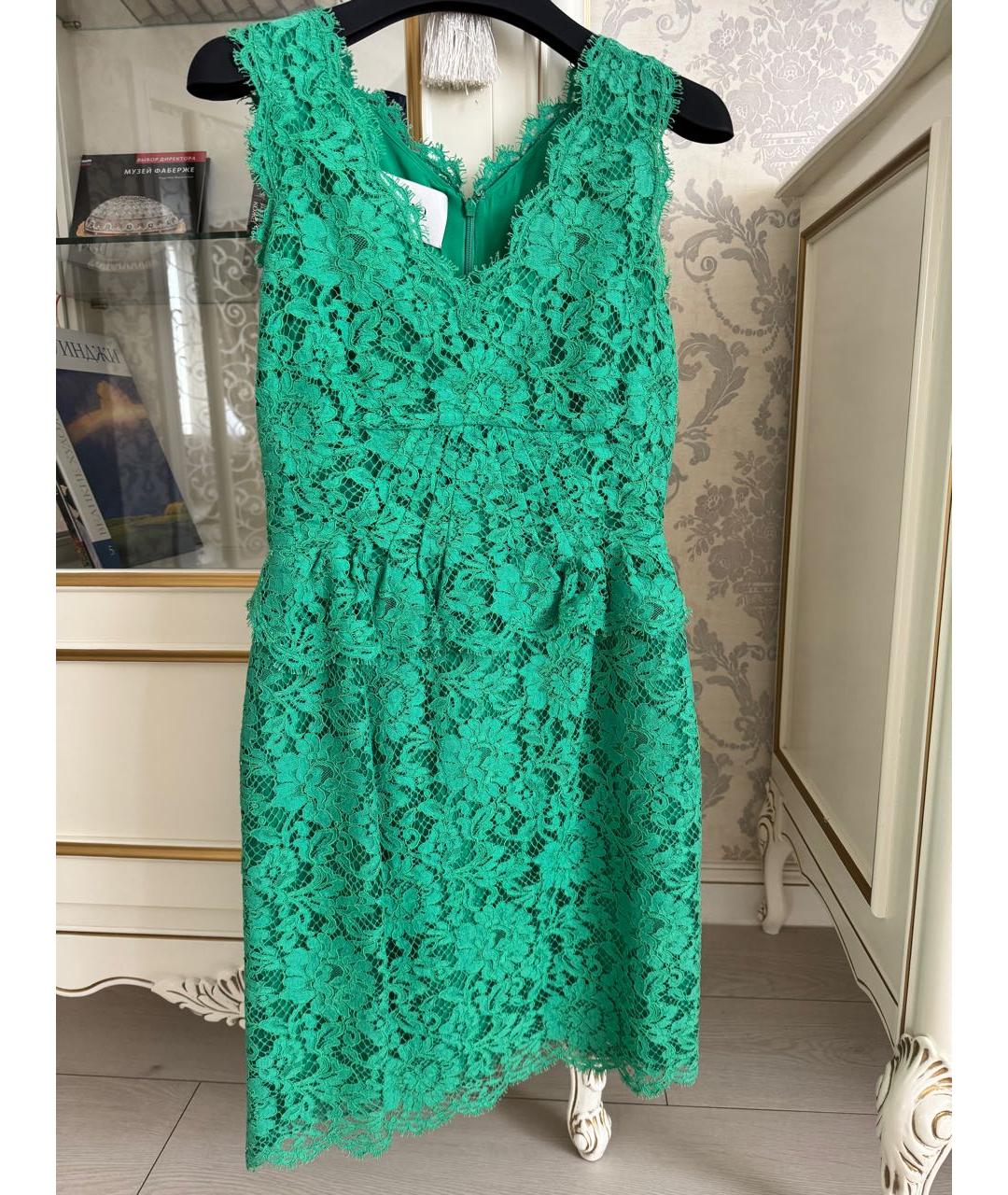 VALENTINO Зеленые хлопковое коктейльное платье, фото 5
