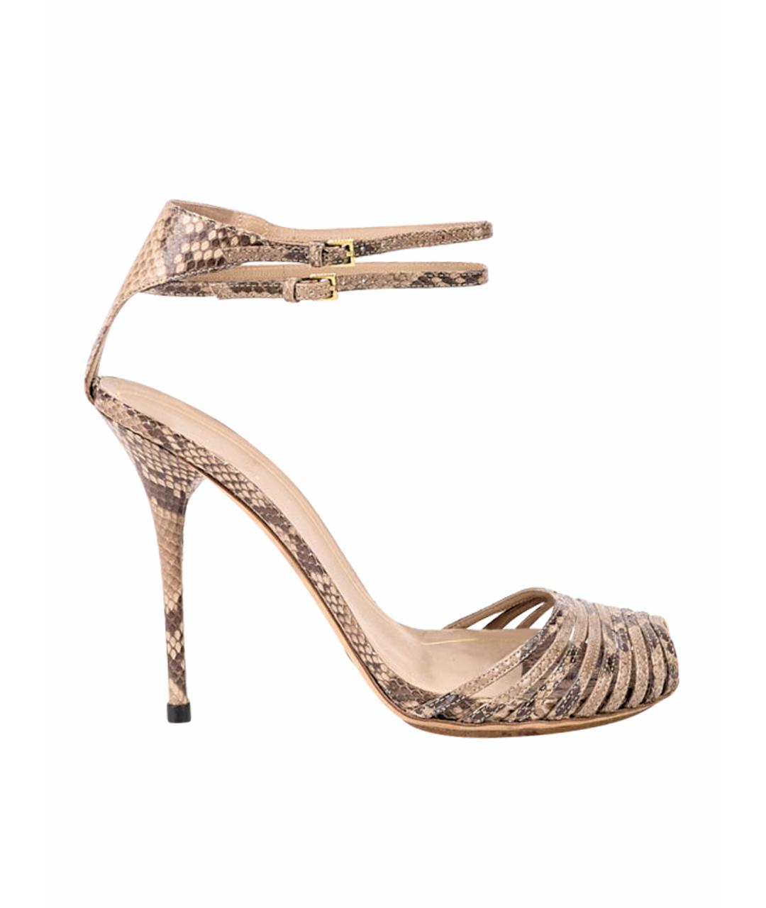GUCCI Бежевые кожаные босоножки, фото 1
