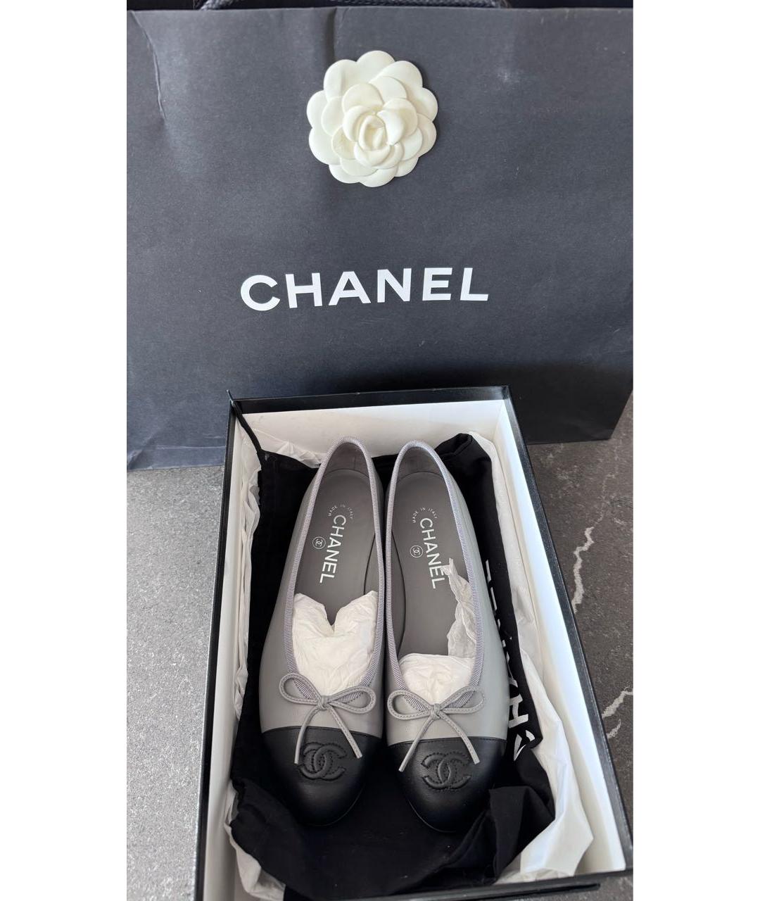 CHANEL Серые кожаные балетки, фото 6