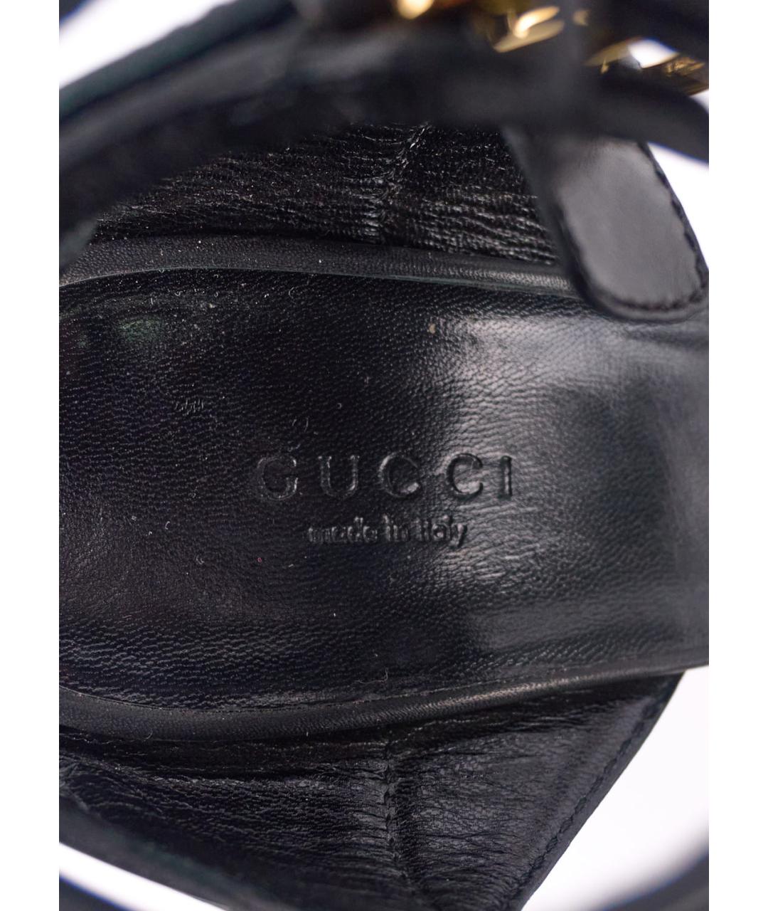 GUCCI Черные кожаные босоножки, фото 5