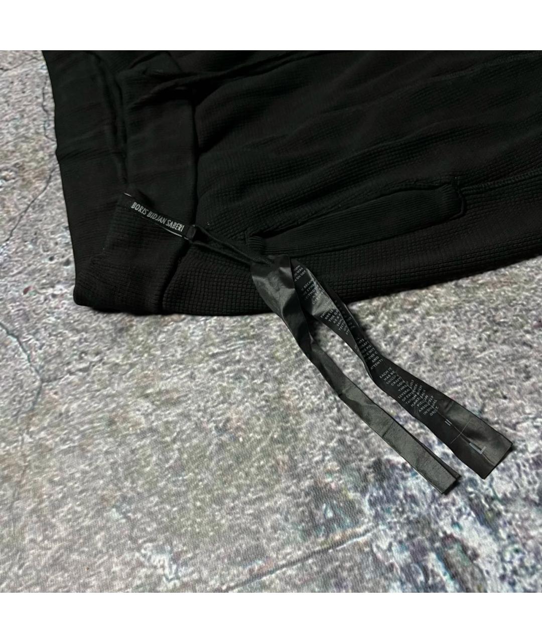 BORIS BIDJAN Черные хлопко-эластановые повседневные брюки, фото 3