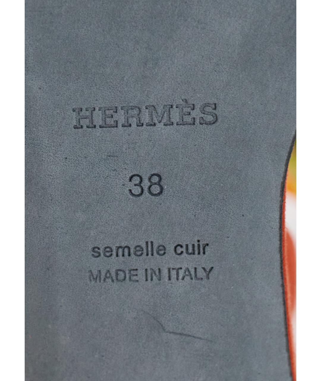 HERMES Оранжевое замшевые босоножки, фото 5