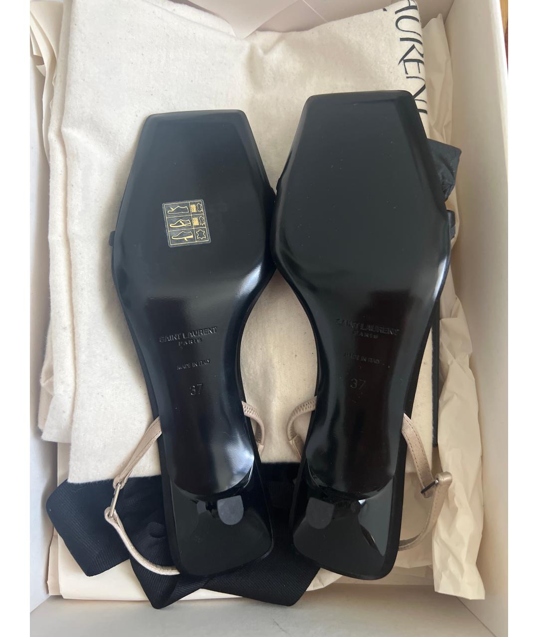 SAINT LAURENT Черные текстильные босоножки, фото 3