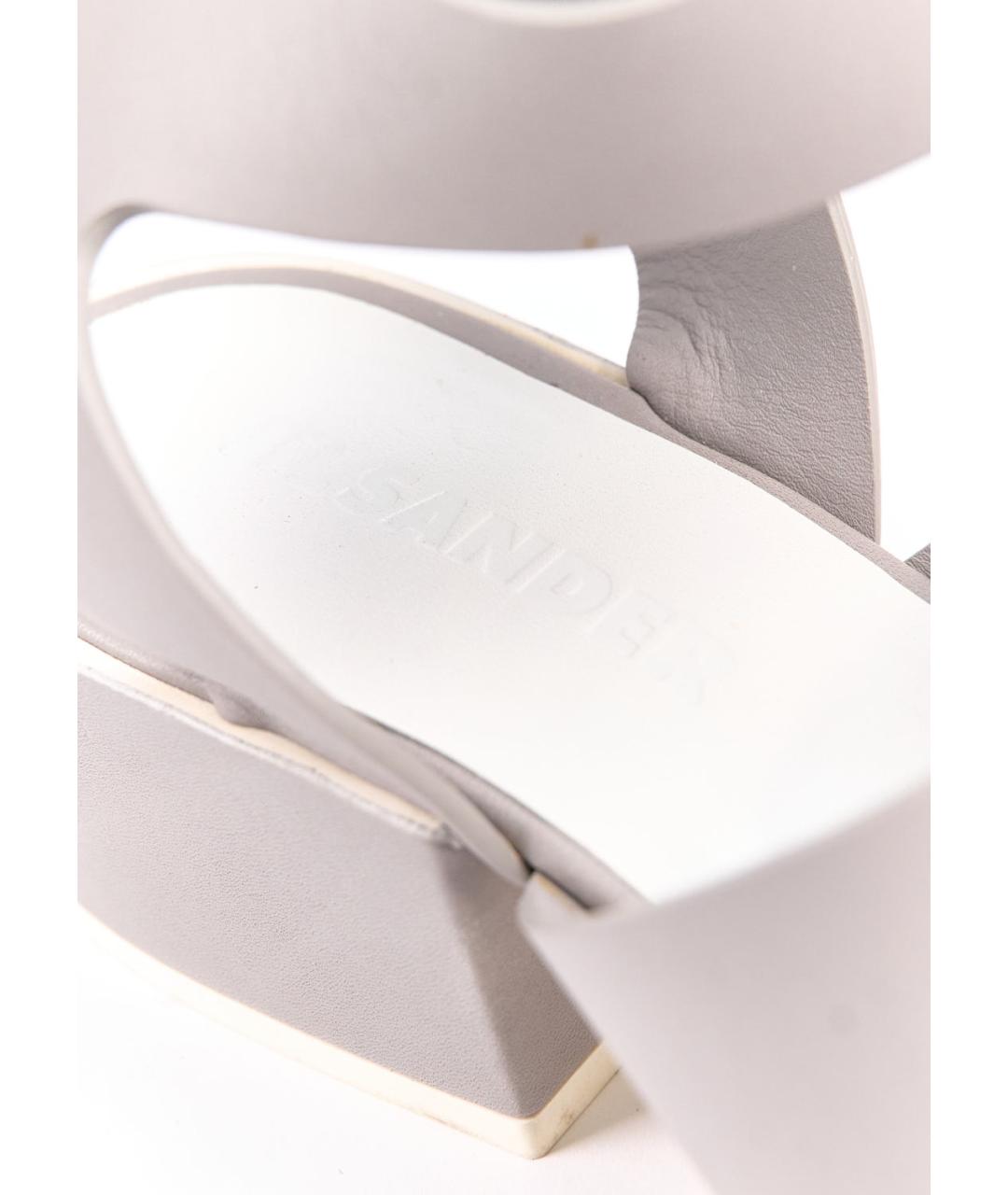 JIL SANDER Серые кожаные босоножки, фото 4
