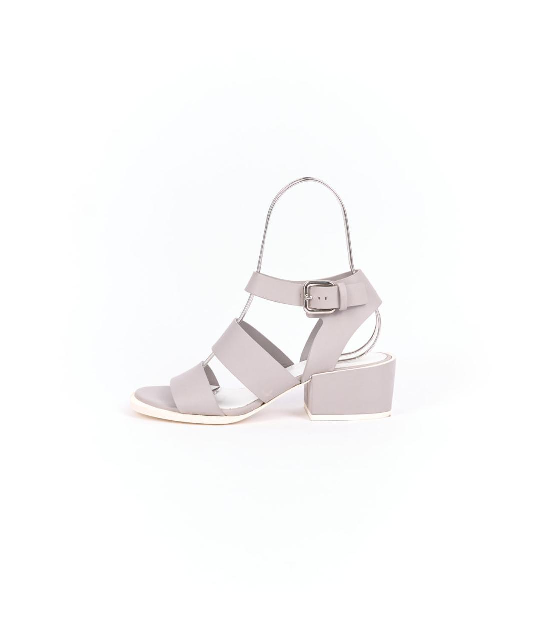 JIL SANDER Серые кожаные босоножки, фото 6