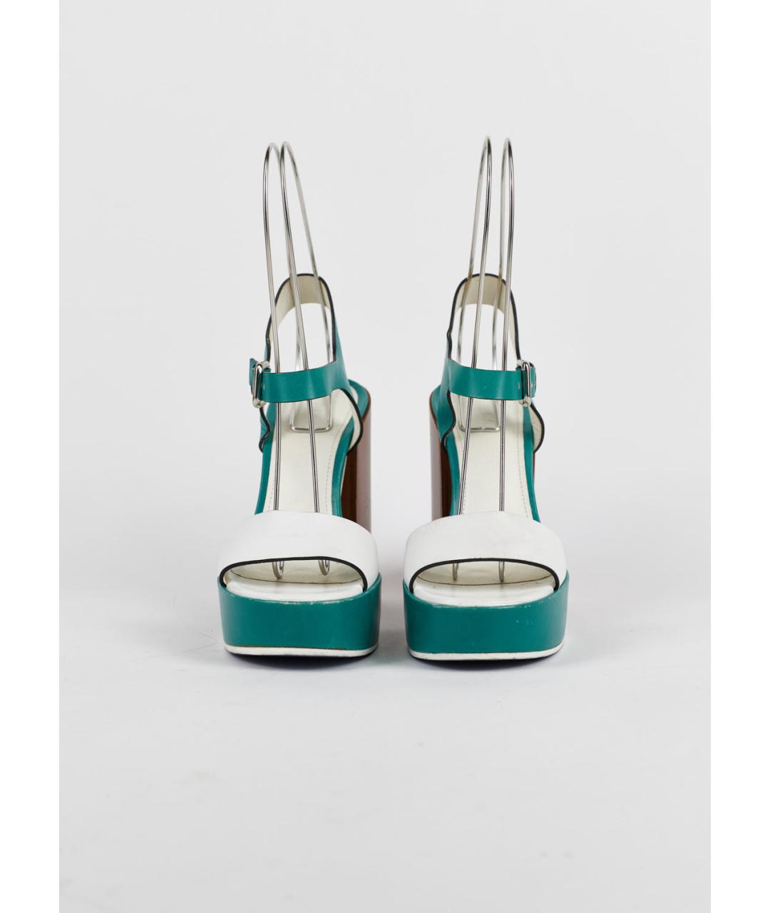 JIL SANDER Бирюзовые кожаные босоножки, фото 3