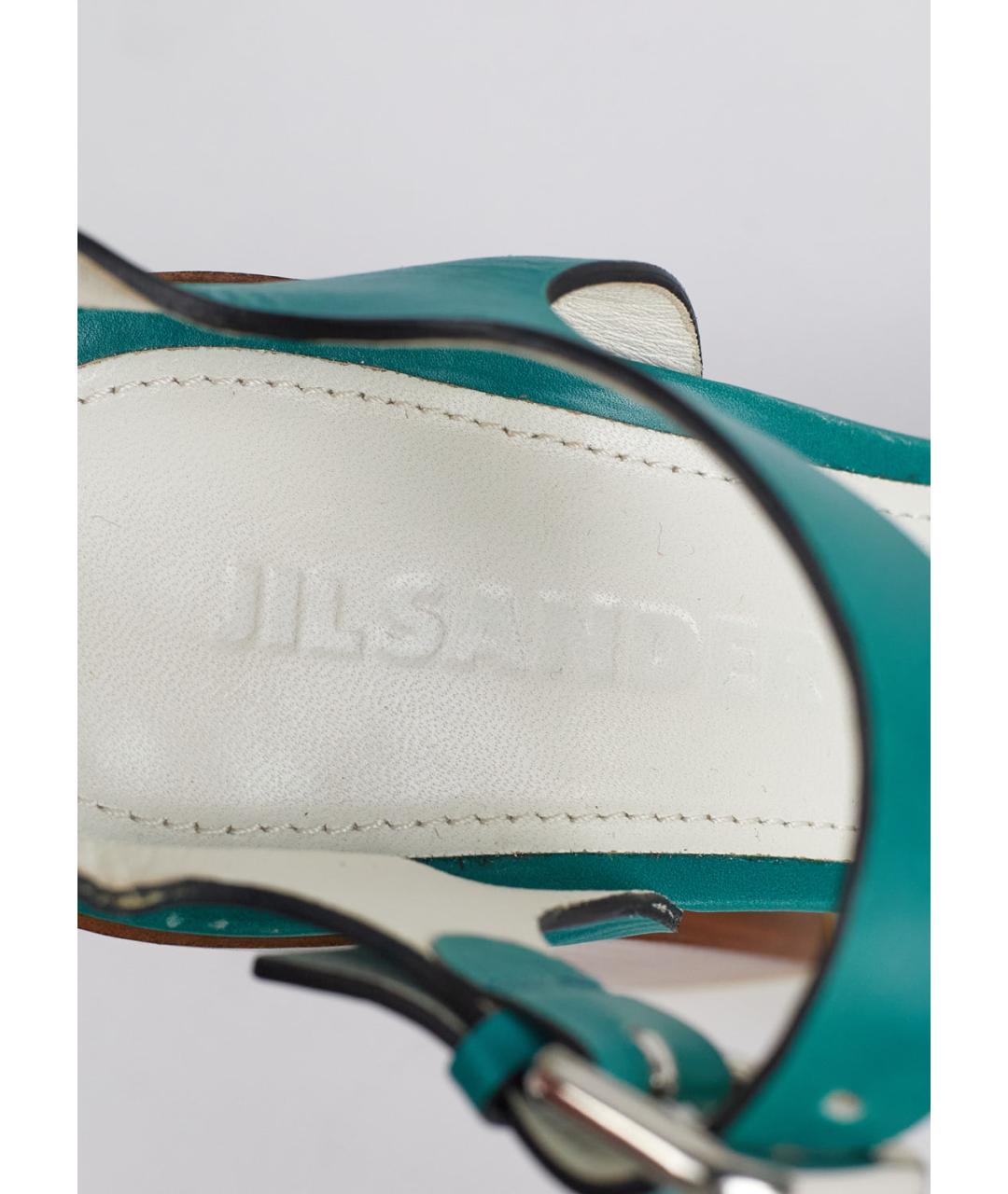 JIL SANDER Бирюзовые кожаные босоножки, фото 5