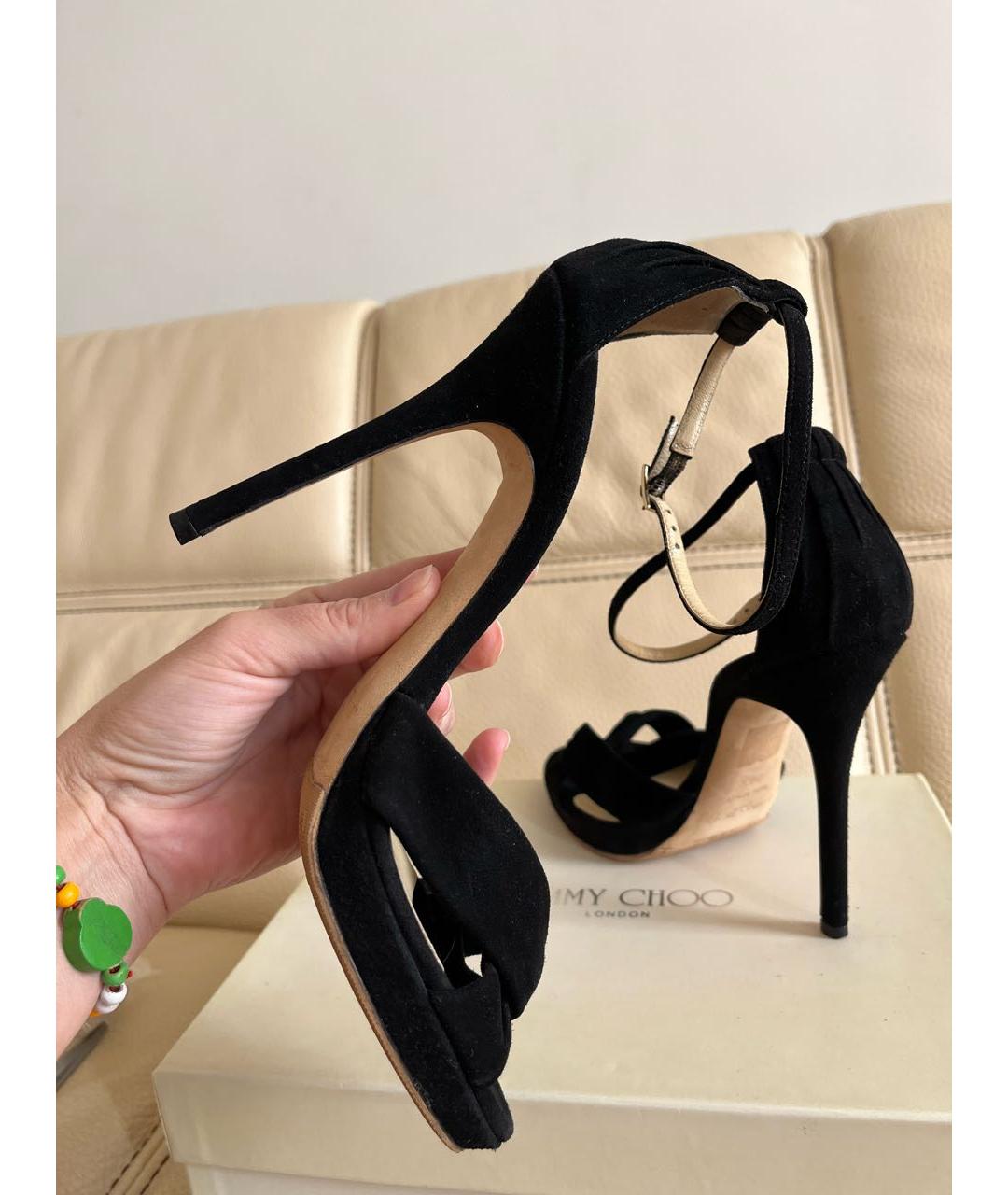 JIMMY CHOO Черные замшевые босоножки, фото 7