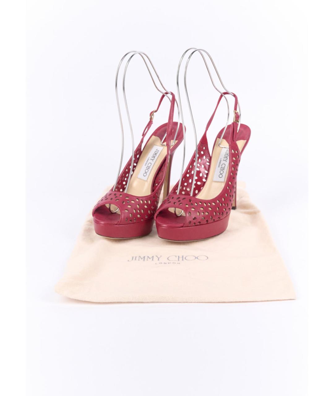 JIMMY CHOO Розовые кожаные босоножки, фото 5