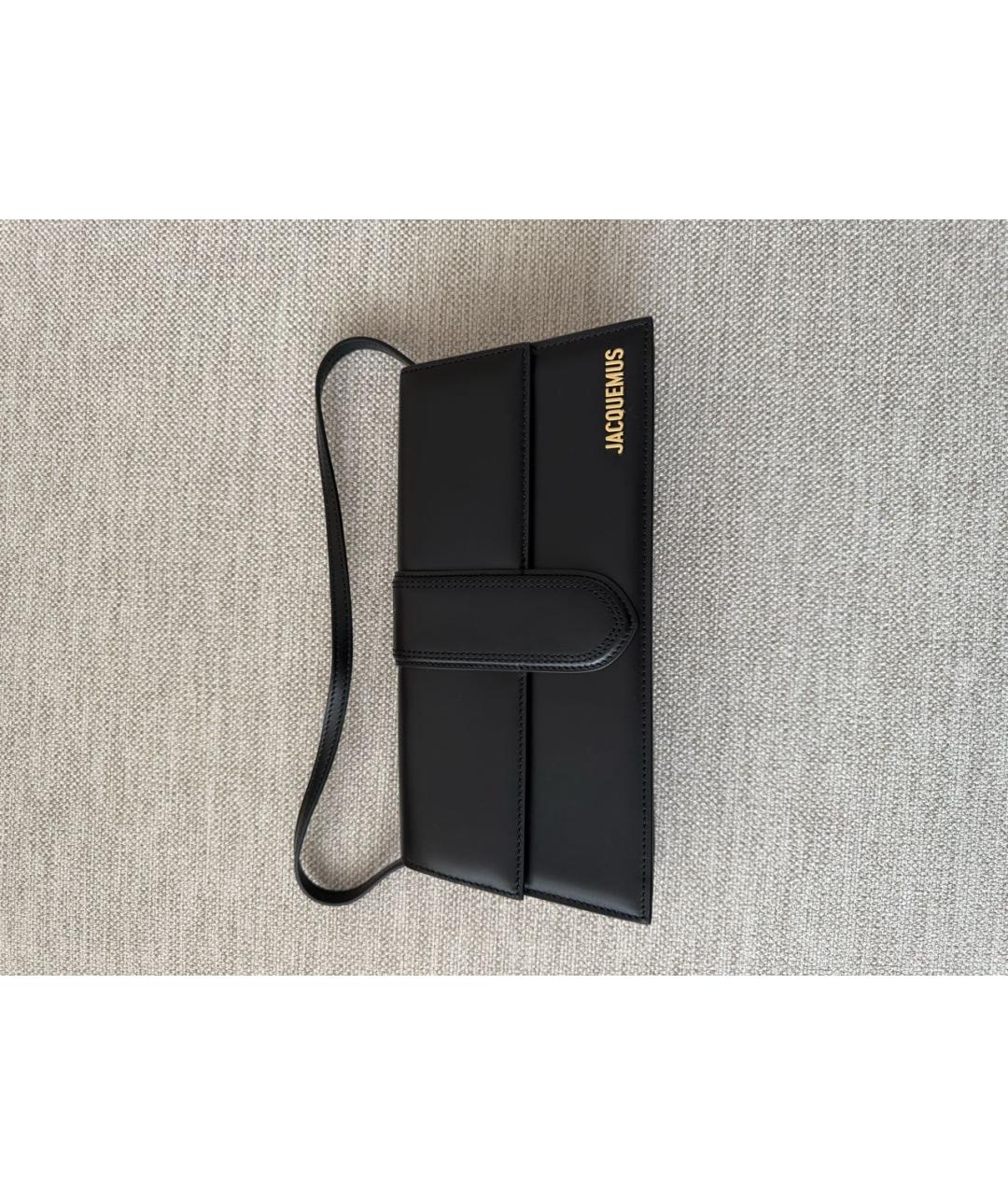 JACQUEMUS Черная кожаная сумка через плечо, фото 2