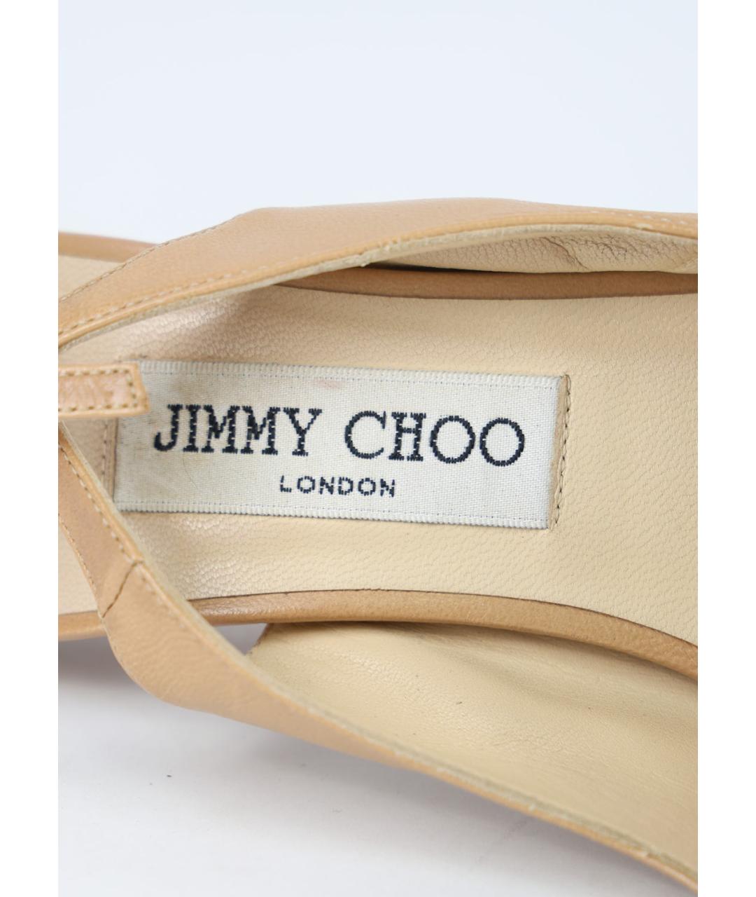 JIMMY CHOO Бежевые кожаные босоножки, фото 5