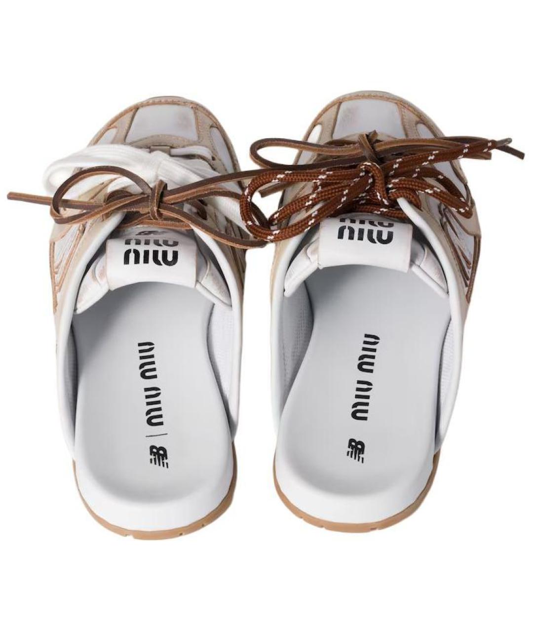 MIU MIU Бежевые мюли, фото 4