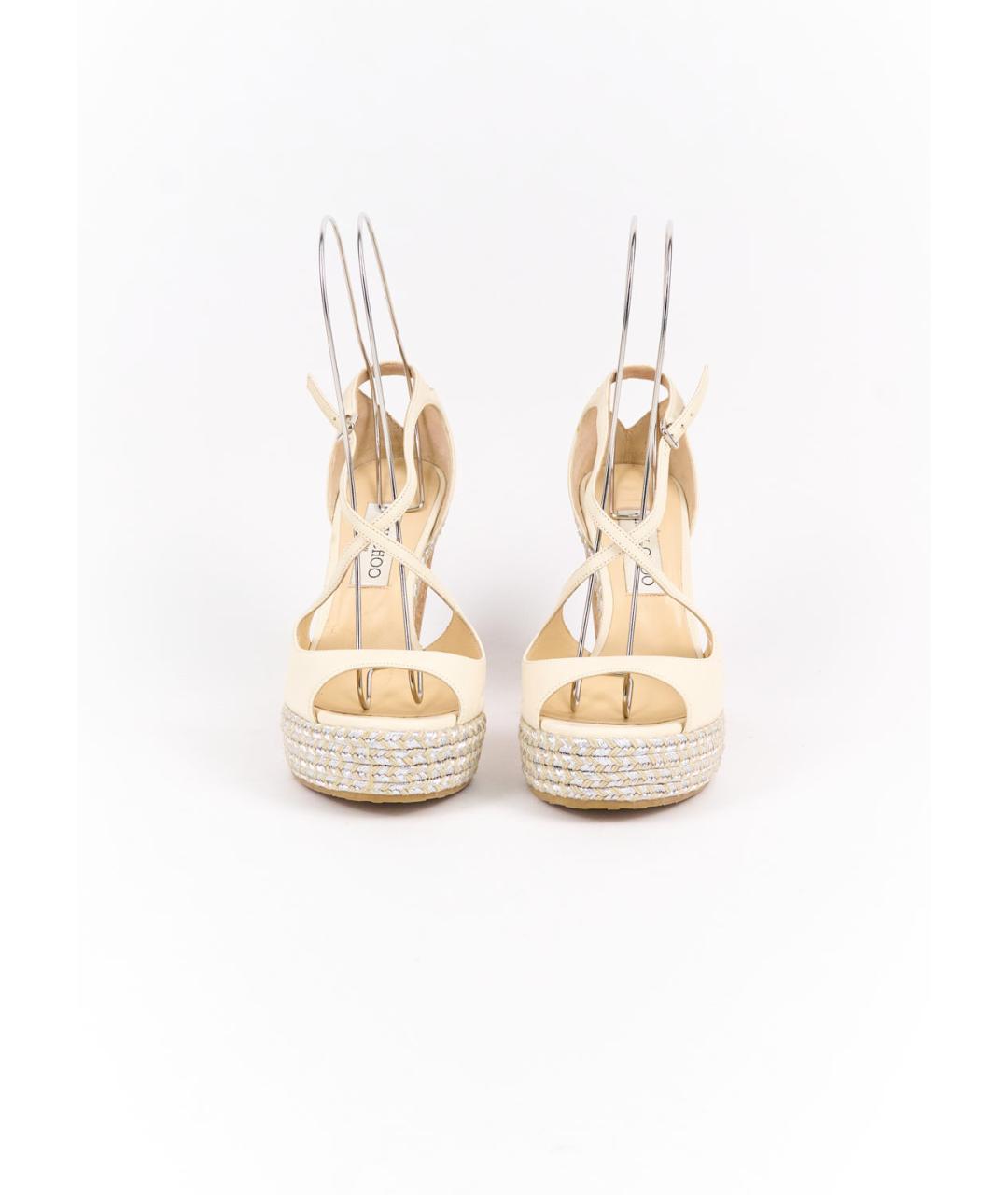 JIMMY CHOO Бежевые кожаные босоножки, фото 3