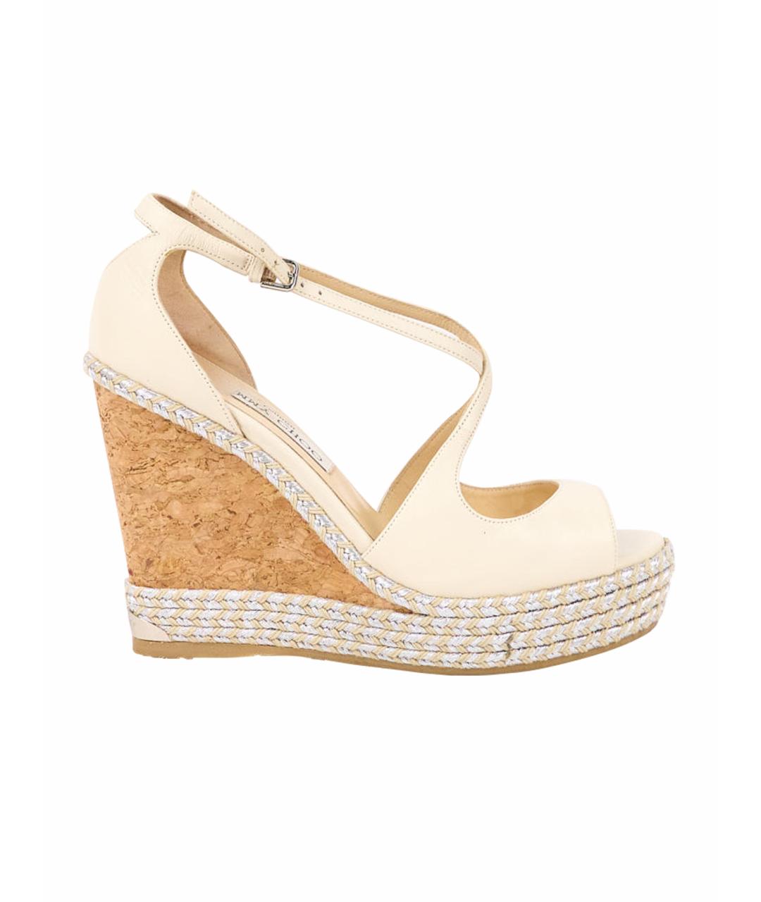 JIMMY CHOO Бежевые кожаные босоножки, фото 1