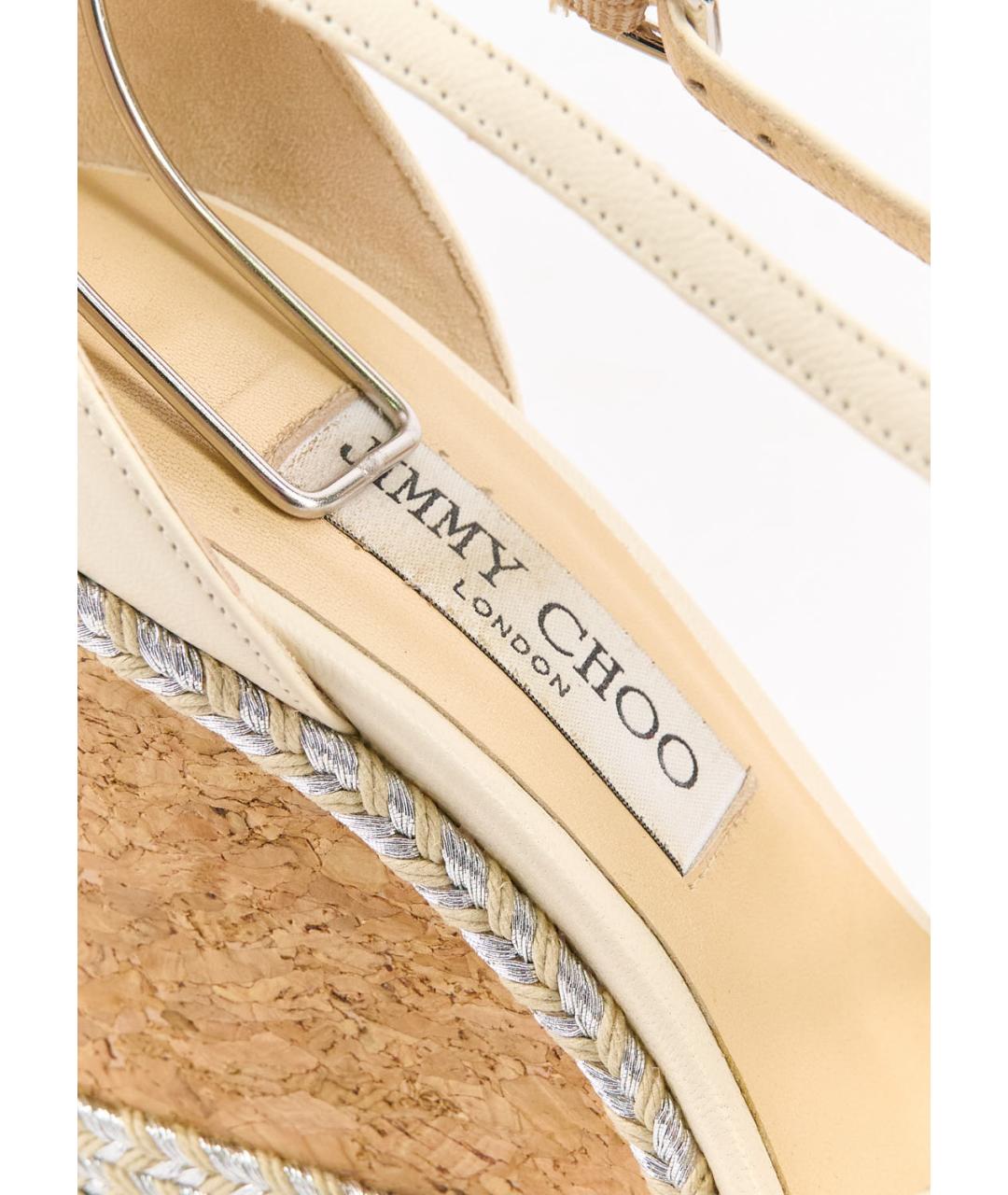 JIMMY CHOO Бежевые кожаные босоножки, фото 4