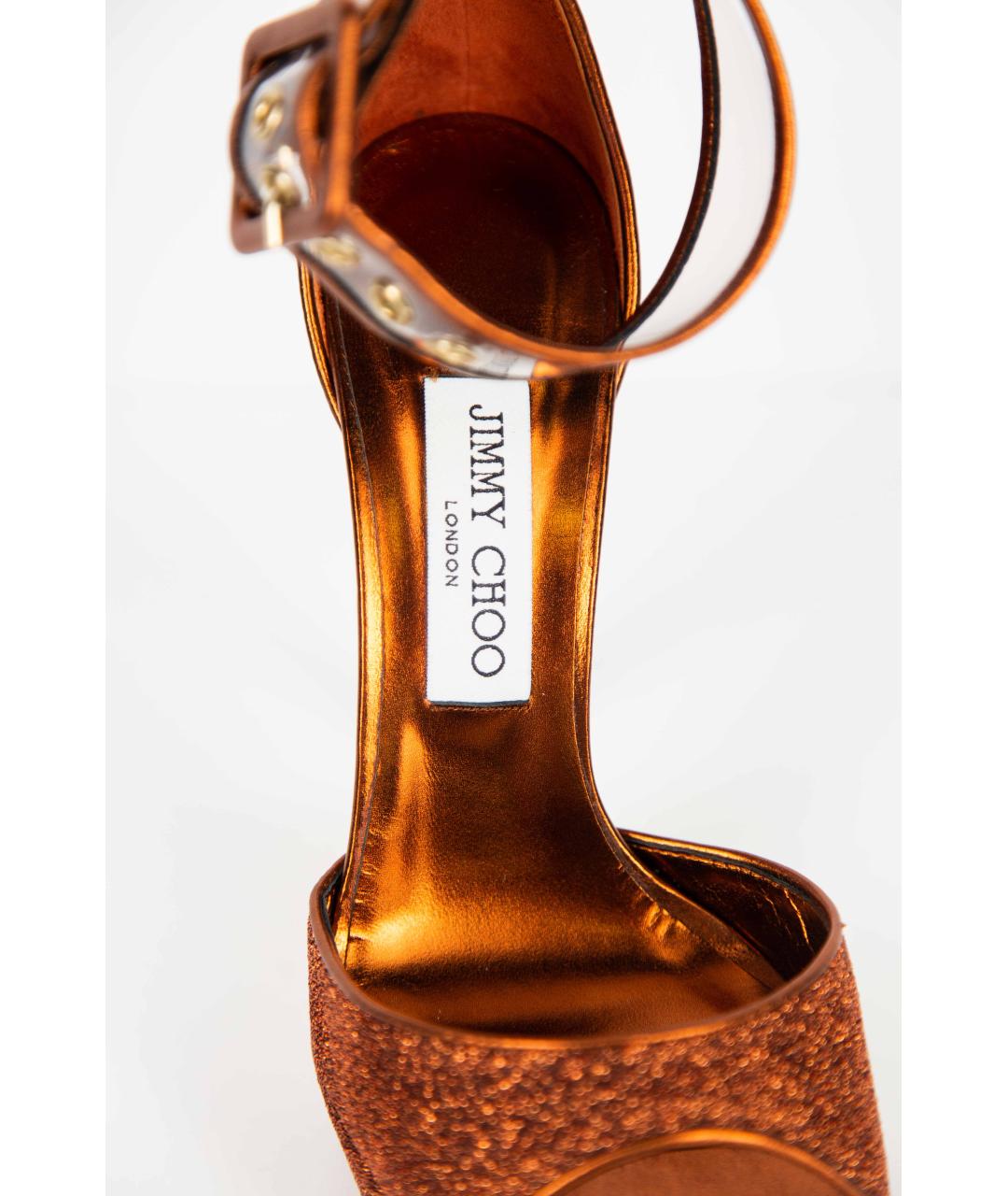JIMMY CHOO Коричневые текстильные босоножки, фото 3