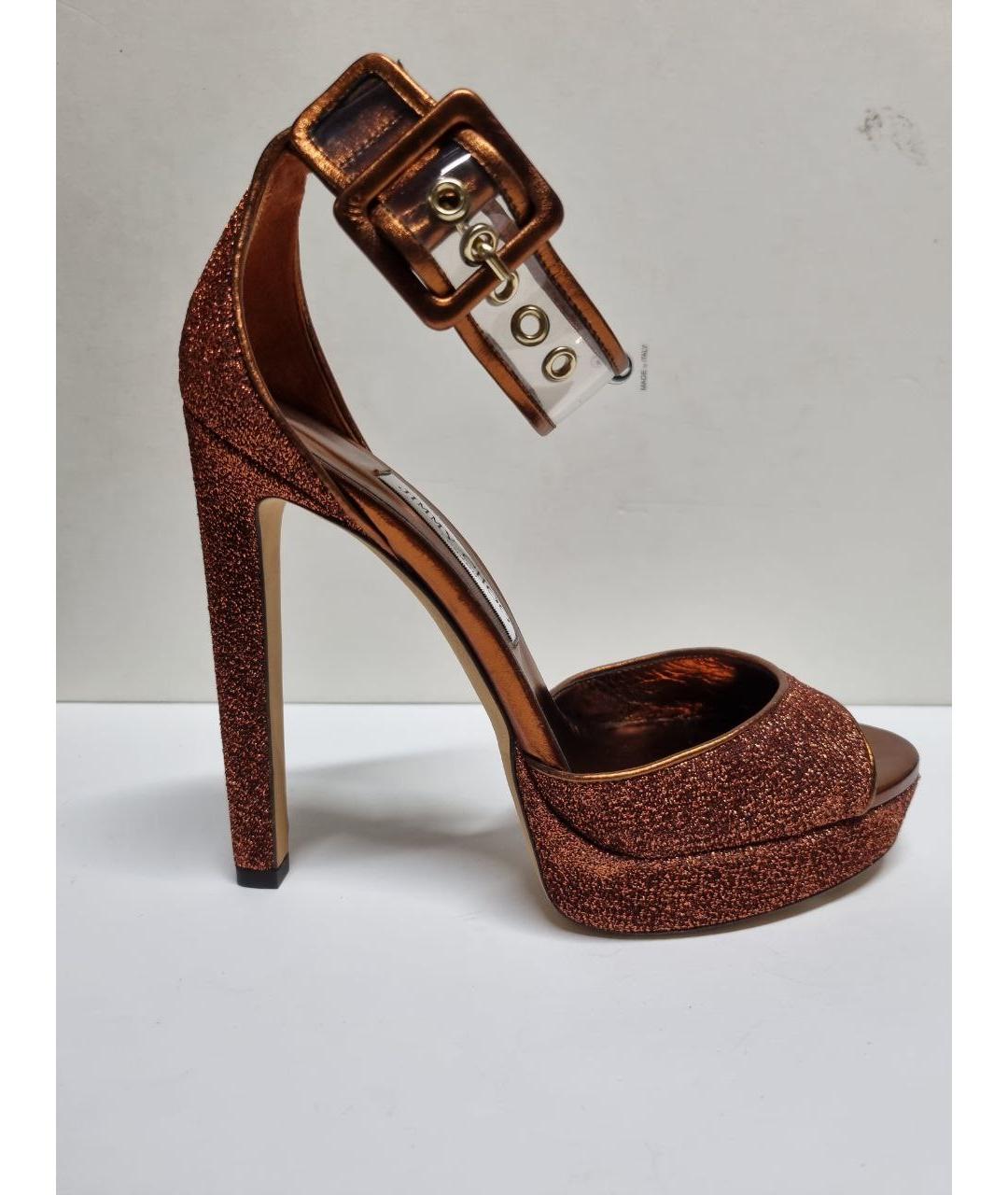 JIMMY CHOO Коричневые текстильные босоножки, фото 7