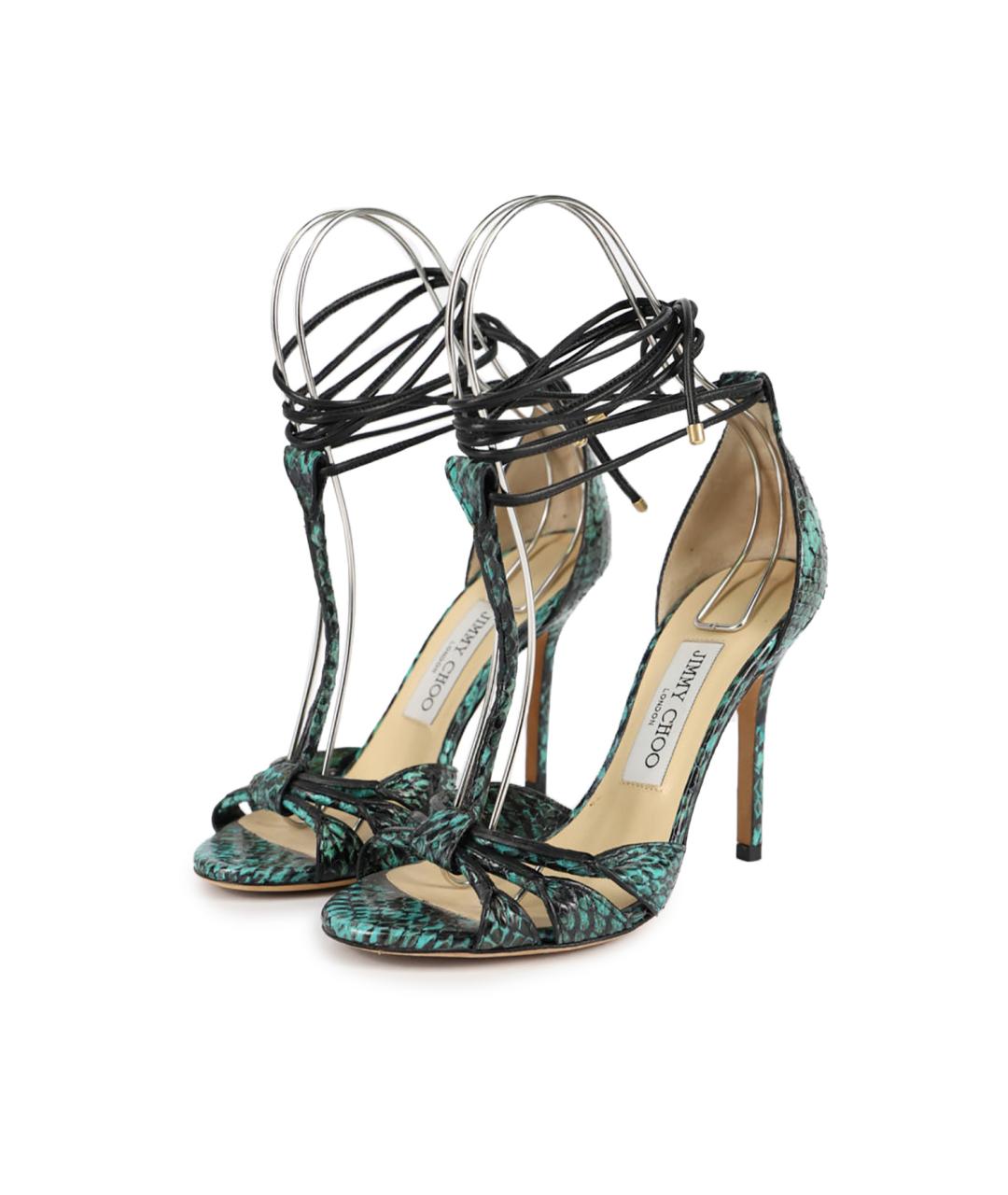 JIMMY CHOO Зеленые кожаные босоножки, фото 2
