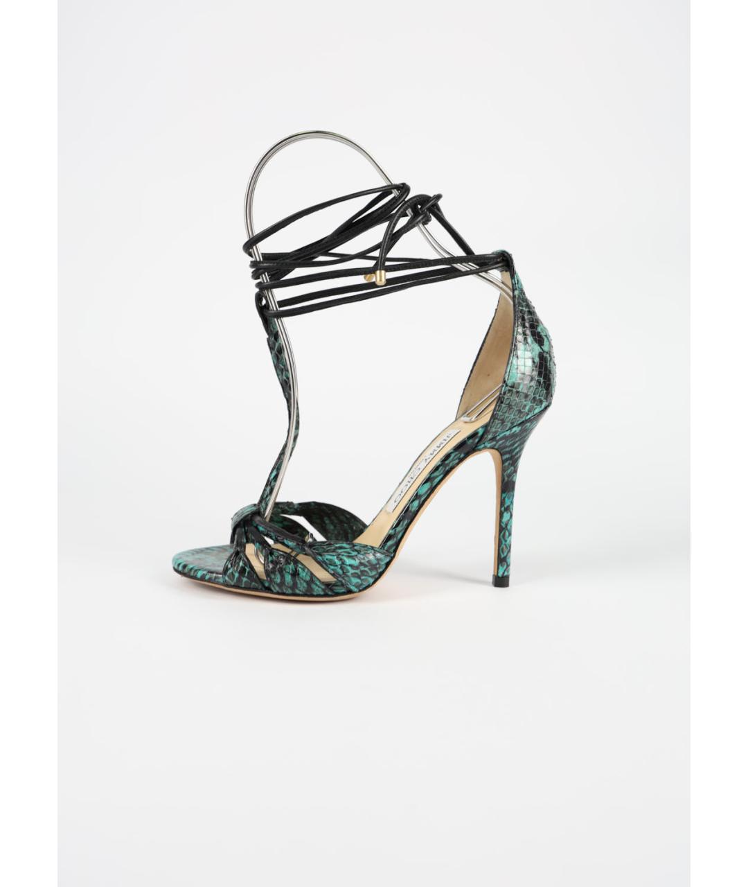 JIMMY CHOO Зеленые кожаные босоножки, фото 5