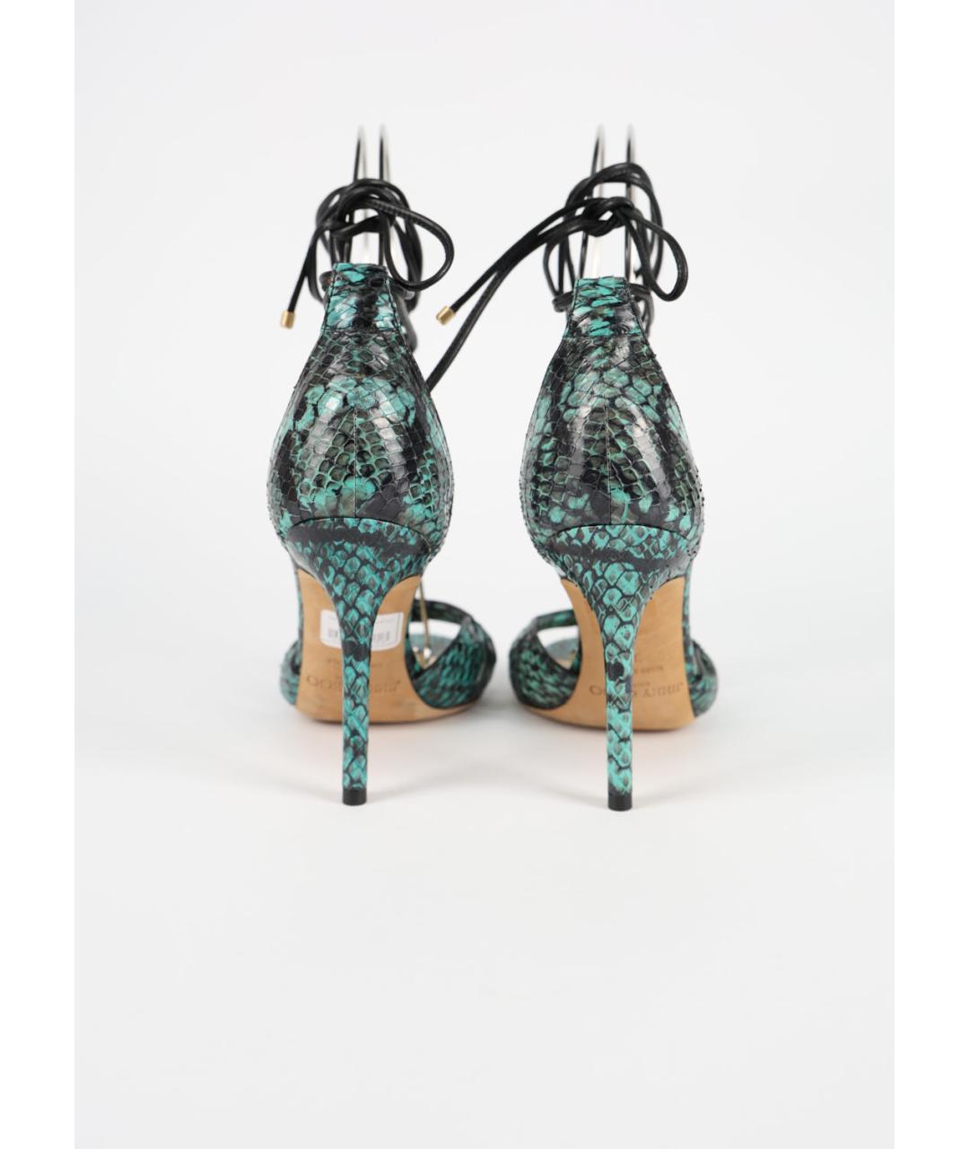 JIMMY CHOO Зеленые кожаные босоножки, фото 4