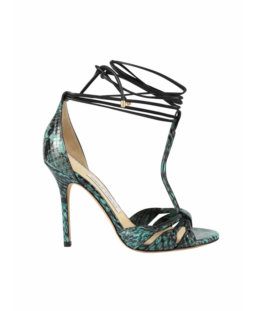 JIMMY CHOO Зеленые кожаные босоножки, фото 1
