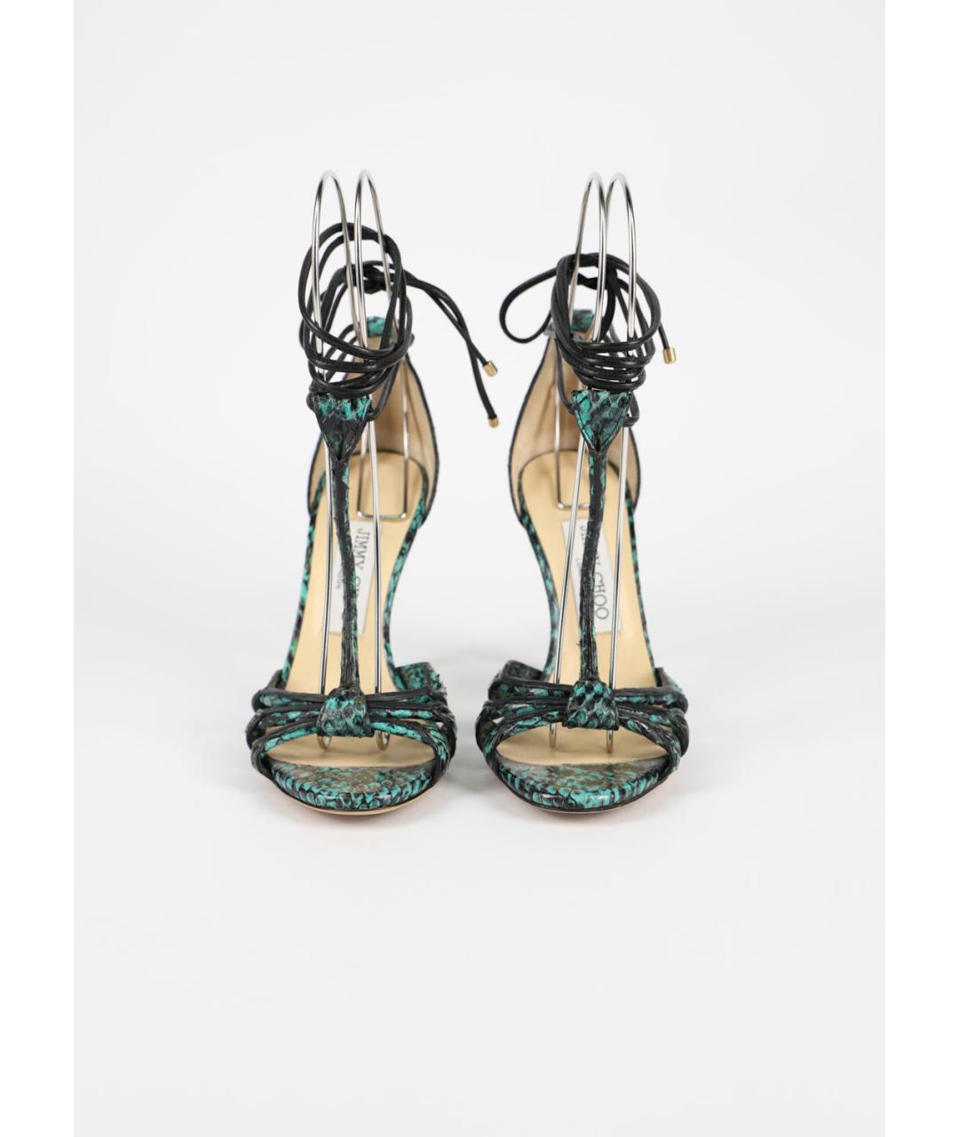 JIMMY CHOO Зеленые кожаные босоножки, фото 3
