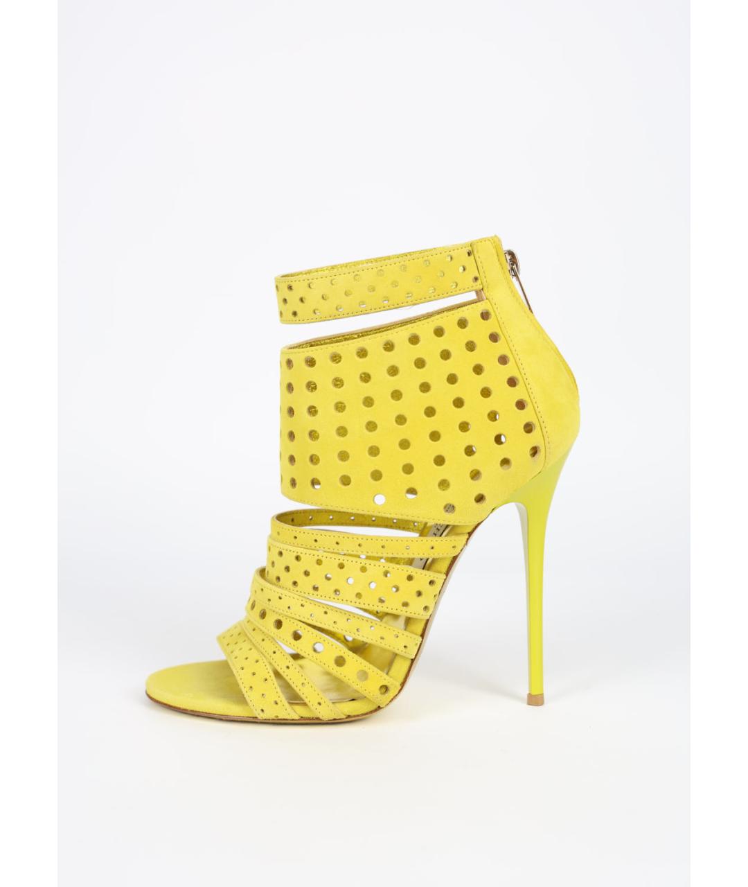 JIMMY CHOO Желтые замшевые босоножки, фото 6