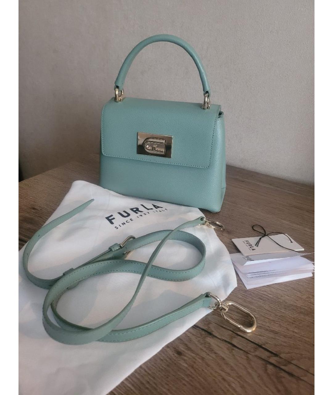 FURLA Салатовая кожаная сумка через плечо, фото 4