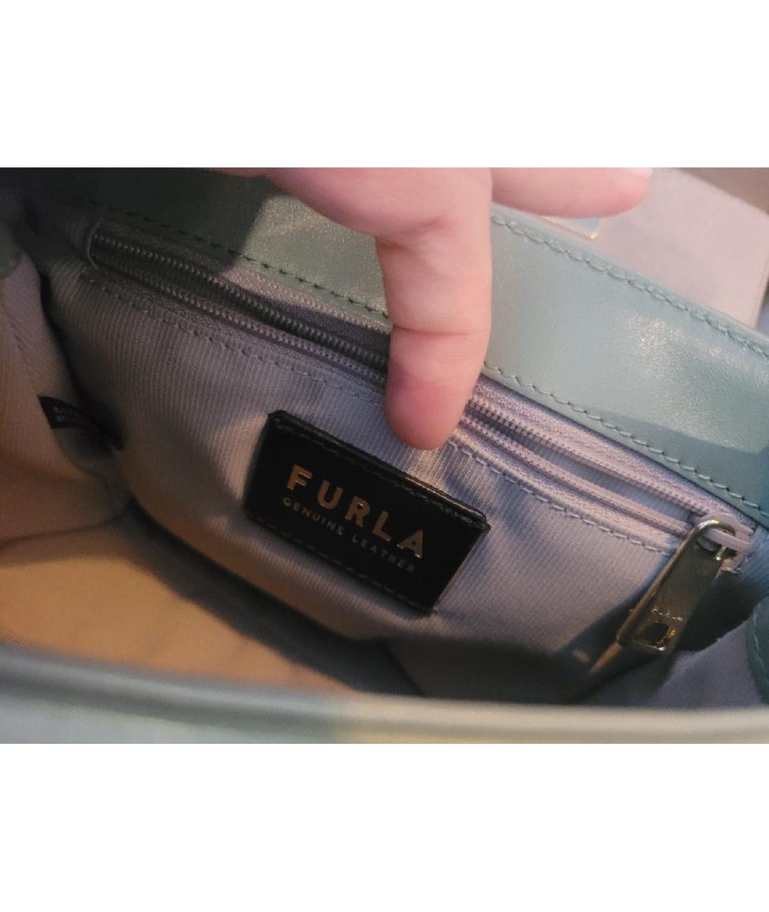 FURLA Салатовая кожаная сумка через плечо, фото 6